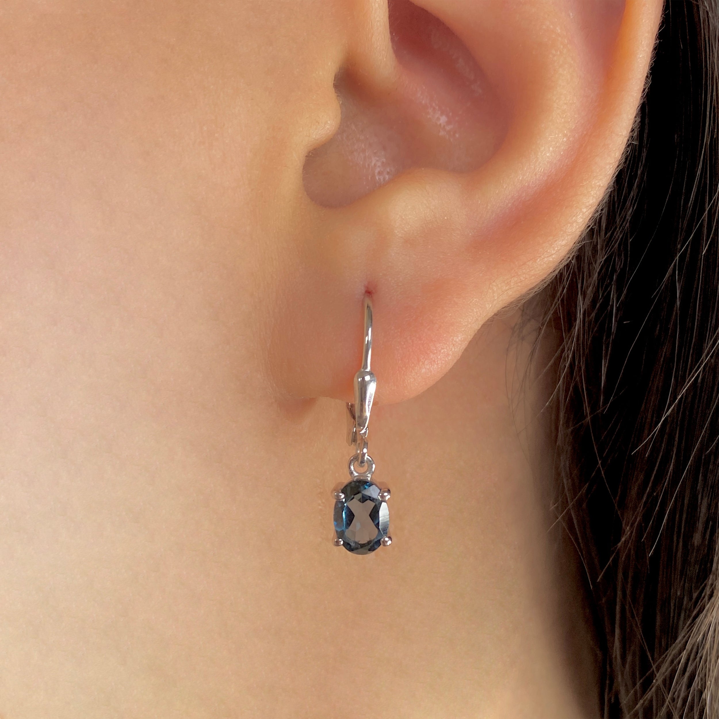 London Blue Topaz Leverback Earrings-(LBTZ-SE-670.)