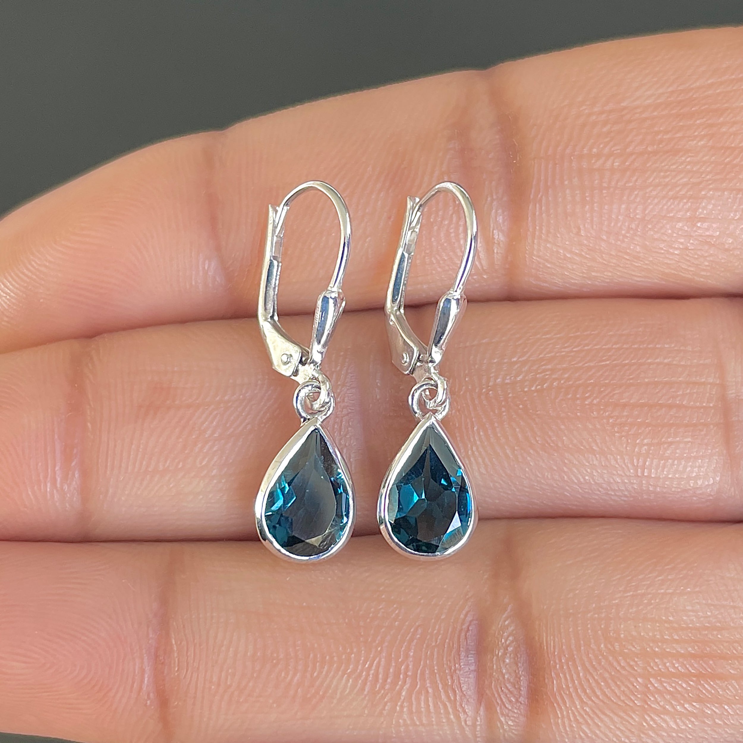 London Blue Topaz Leverback Earring-(LBTZ-SE-679.)
