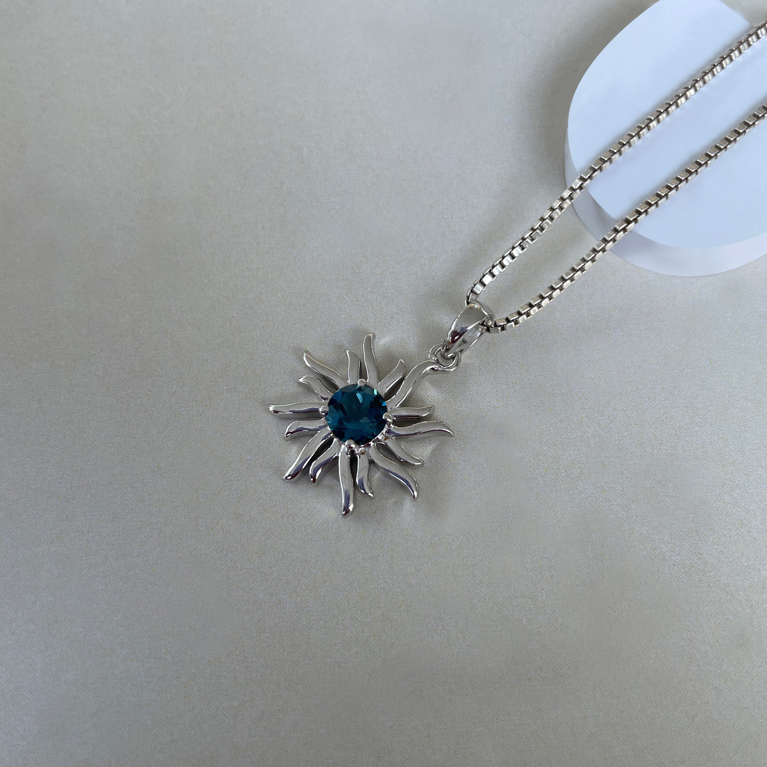 London Blue Topaz Sun Pendant-(LBTZ-SN-152.)