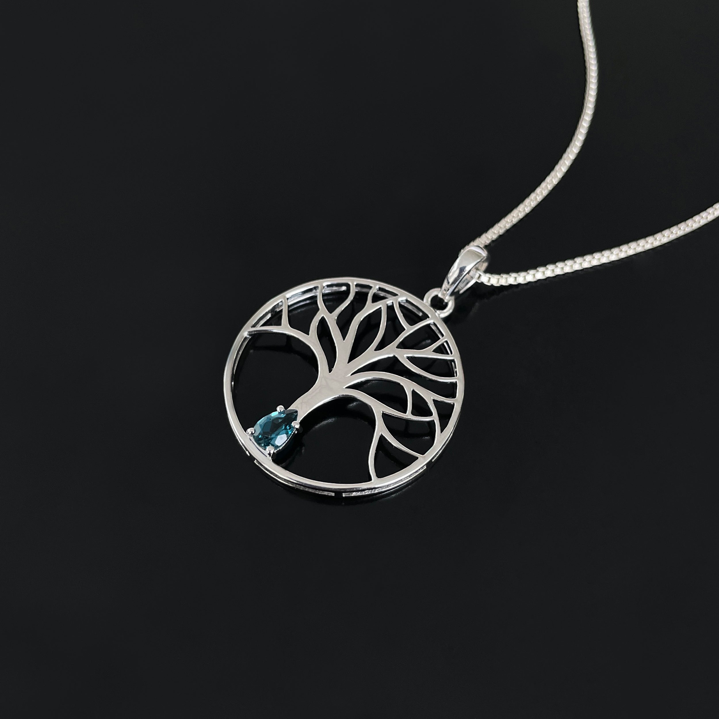 London Blue Topaz Tree Of Life Pendant-(LBTZ-SN-154.)