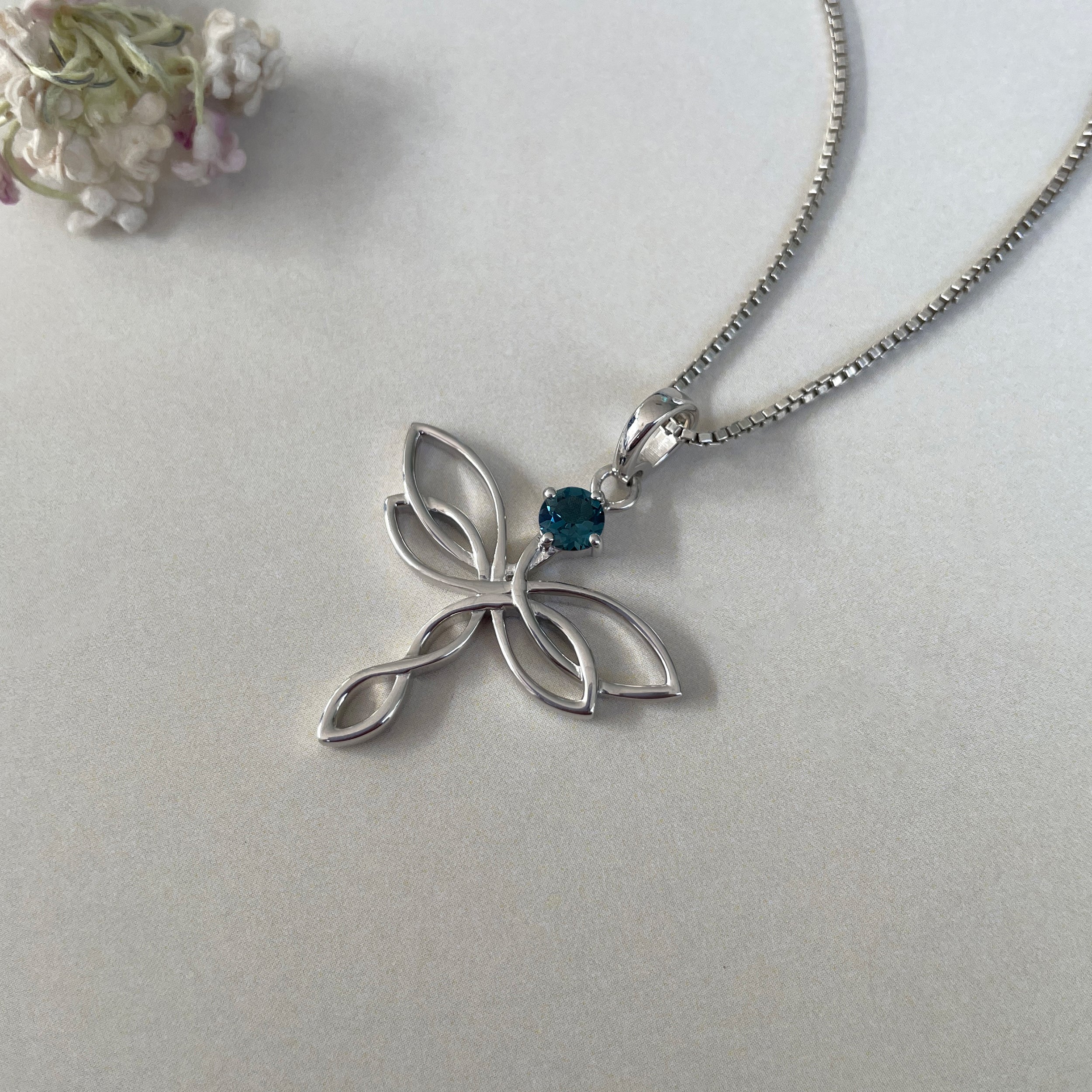 London Blue Topaz Holy Cross Pendant-(LBTZ-SN-160.)