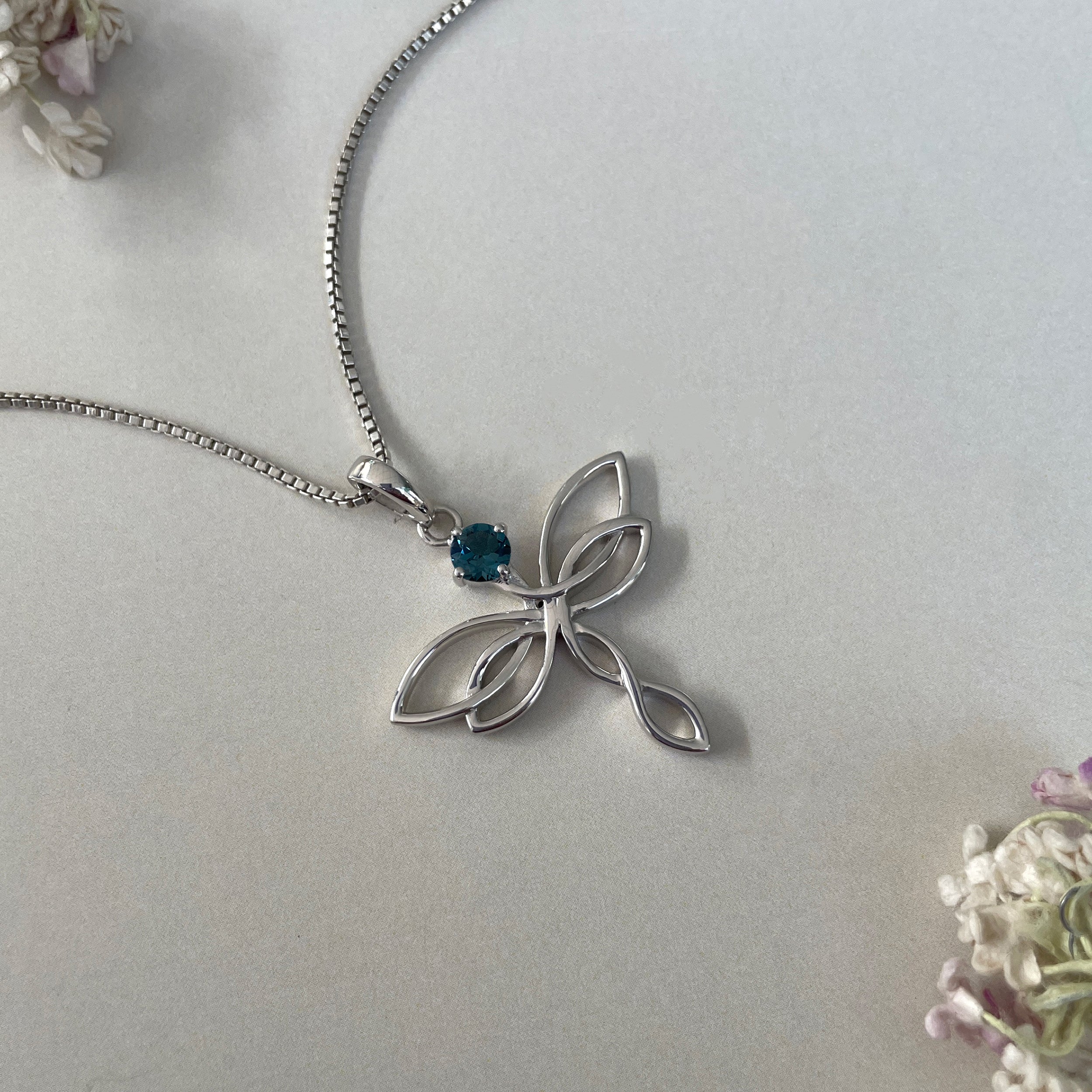 London Blue Topaz Holy Cross Pendant-(LBTZ-SN-160.)