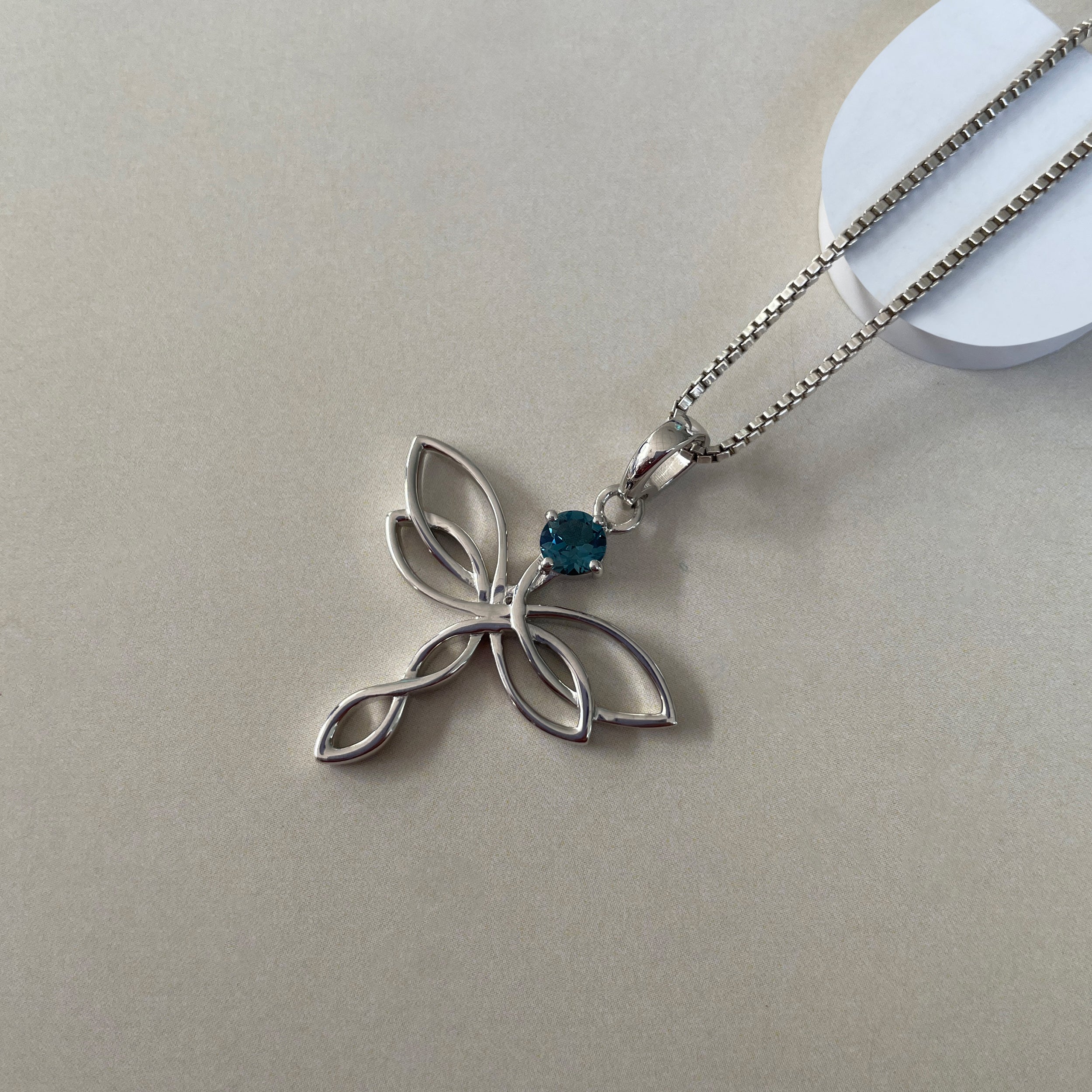 London Blue Topaz Holy Cross Pendant-(LBTZ-SN-160.)