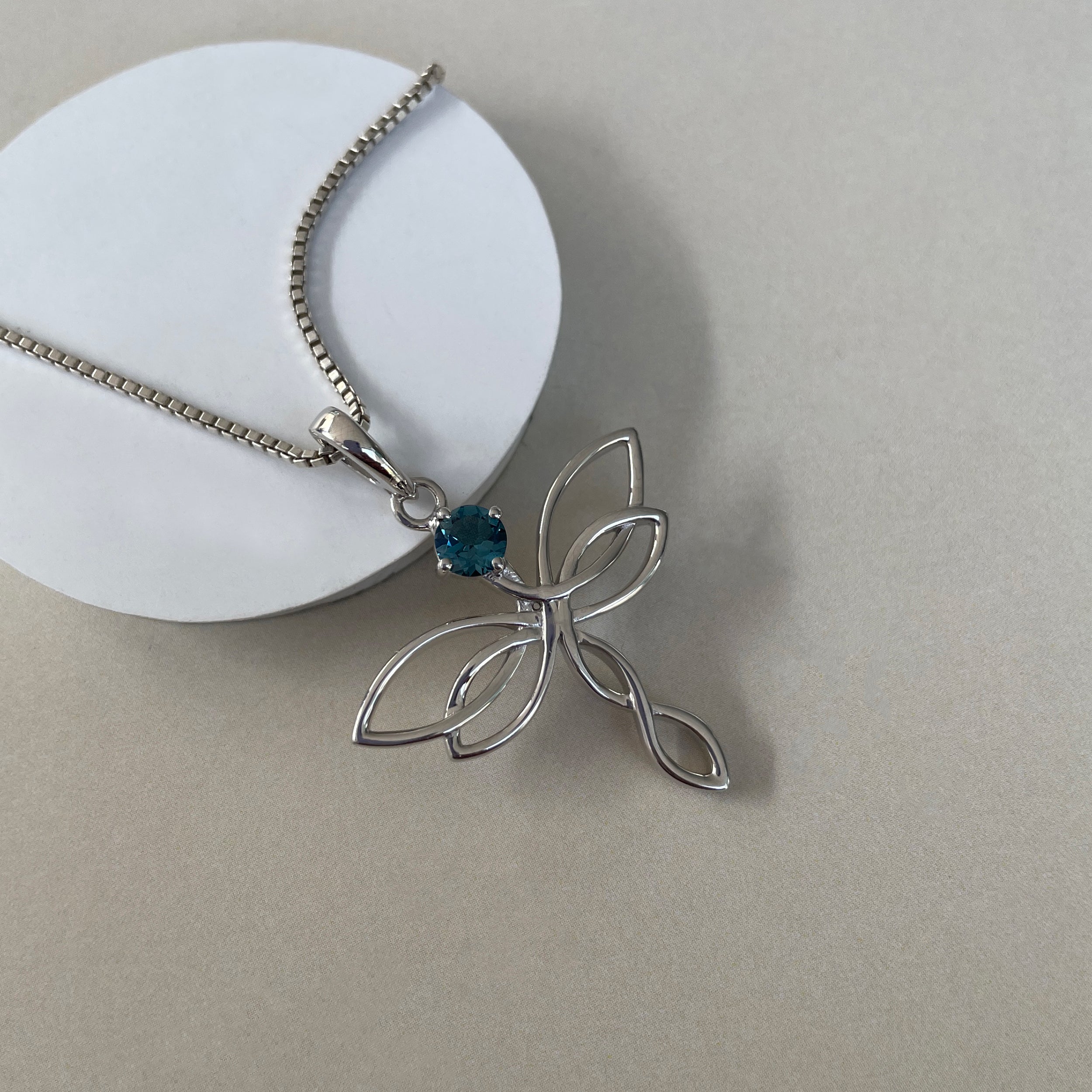 London Blue Topaz Holy Cross Pendant-(LBTZ-SN-160.)