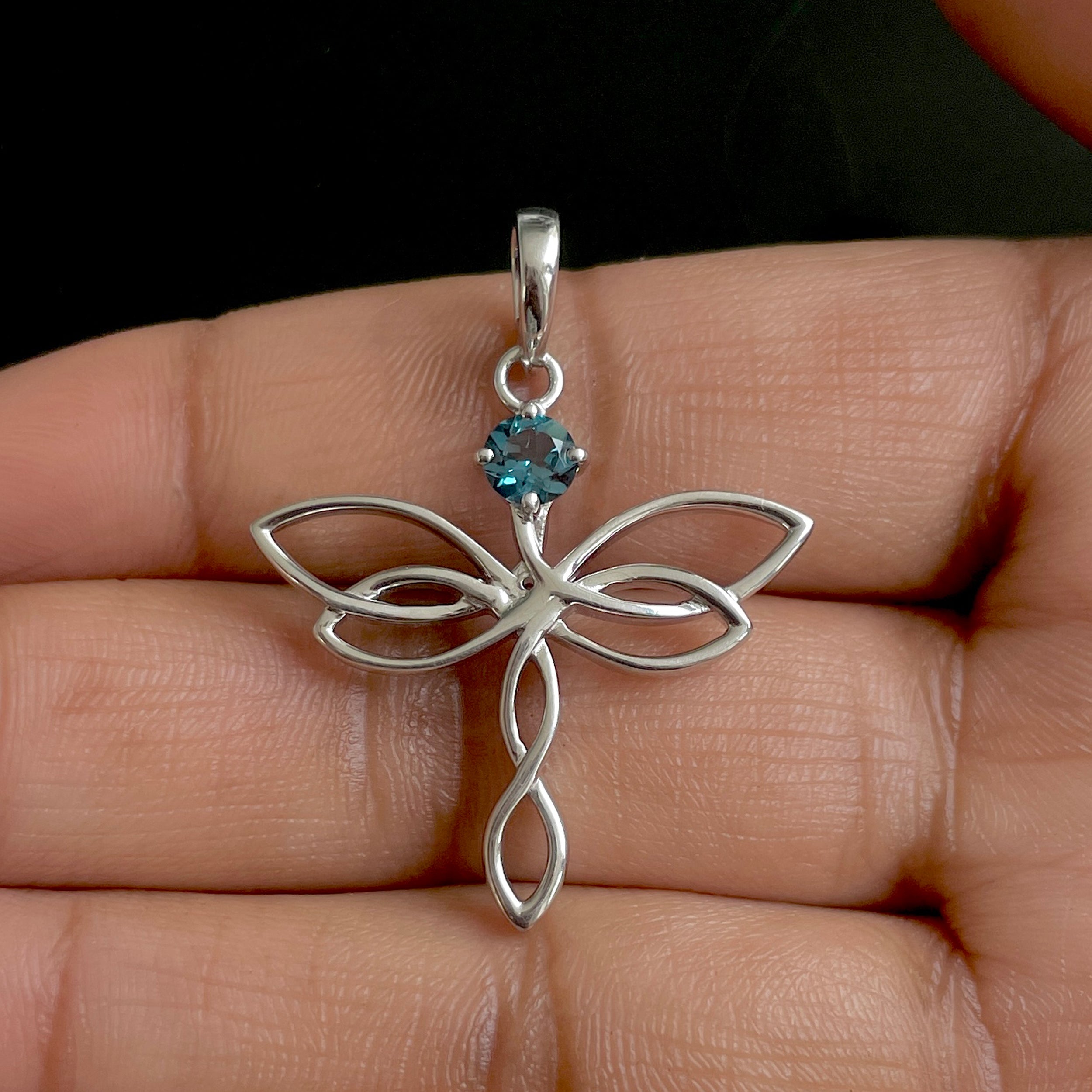 London Blue Topaz Holy Cross Pendant-(LBTZ-SN-160.)