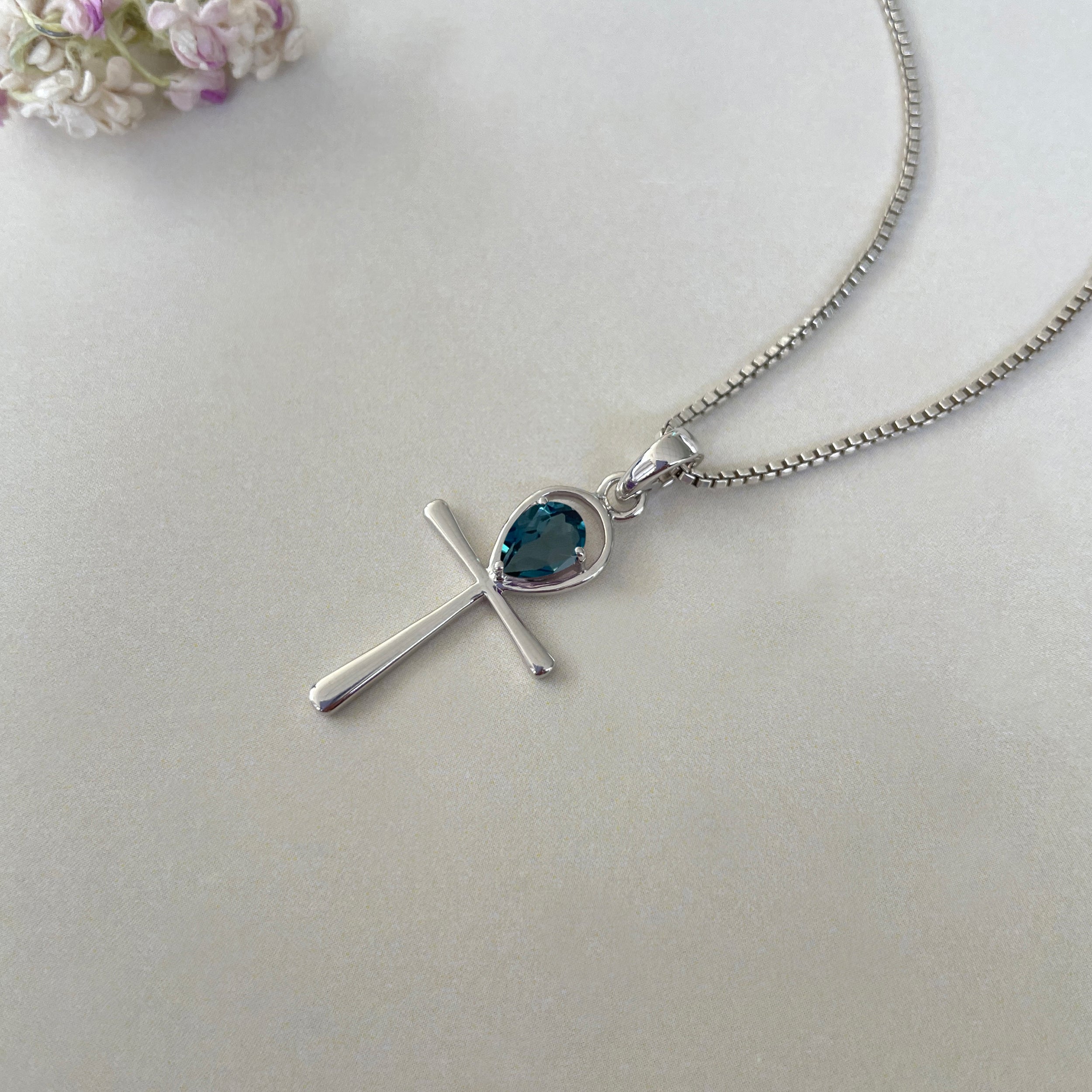 London Blue Topaz Ankh Pendant-(LBTZ-SN-168.)