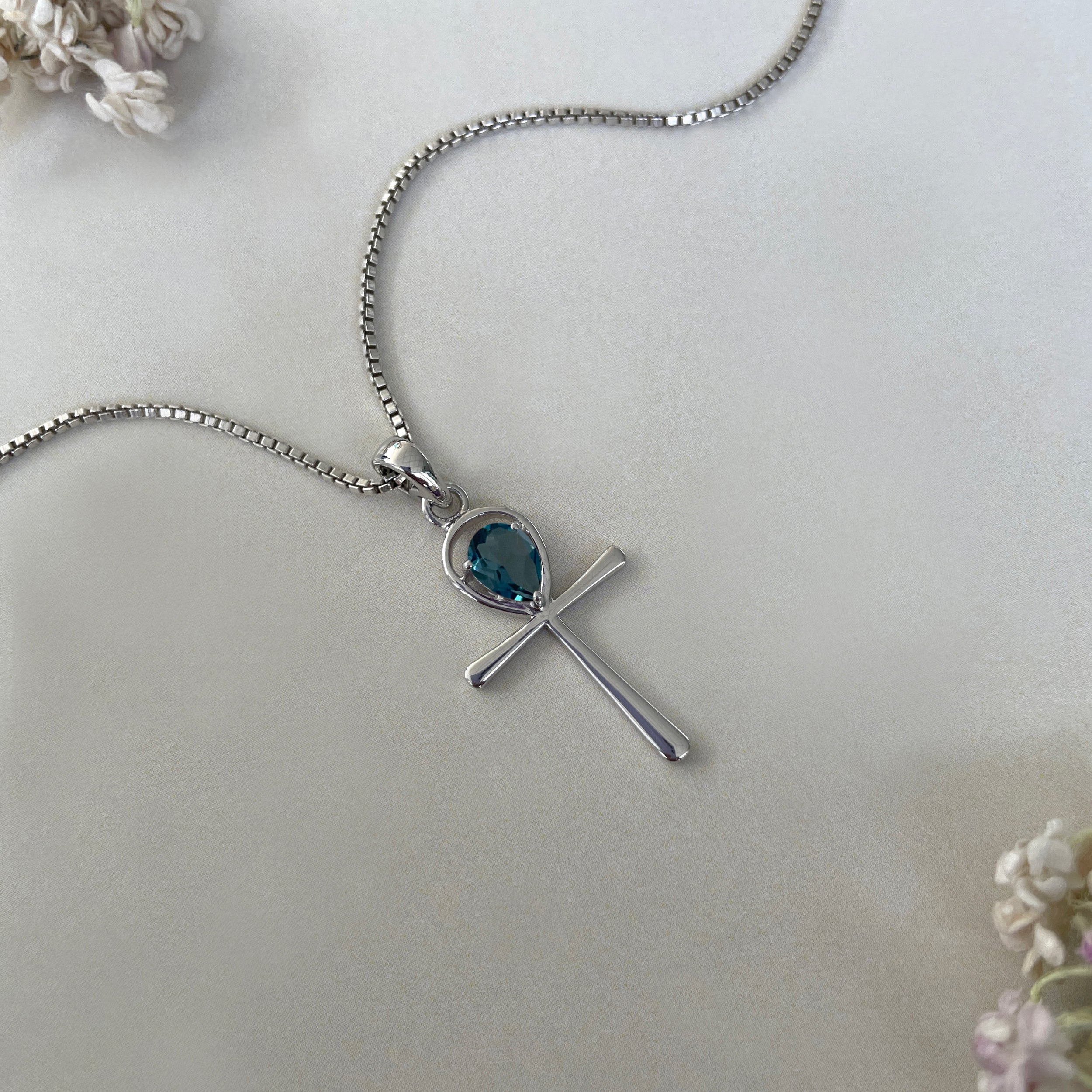 London Blue Topaz Ankh Pendant-(LBTZ-SN-168.)