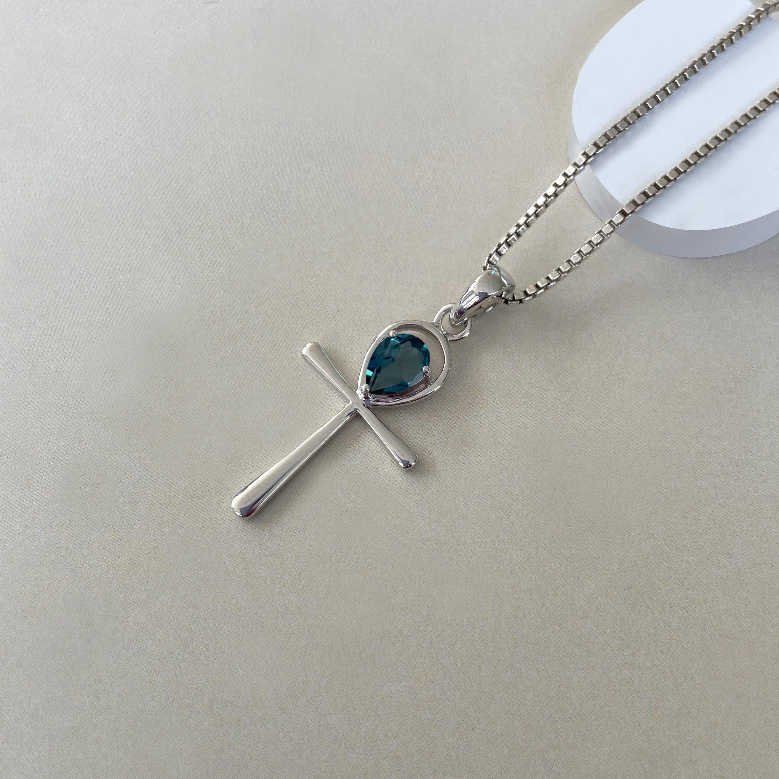 London Blue Topaz Ankh Pendant-(LBTZ-SN-168.)