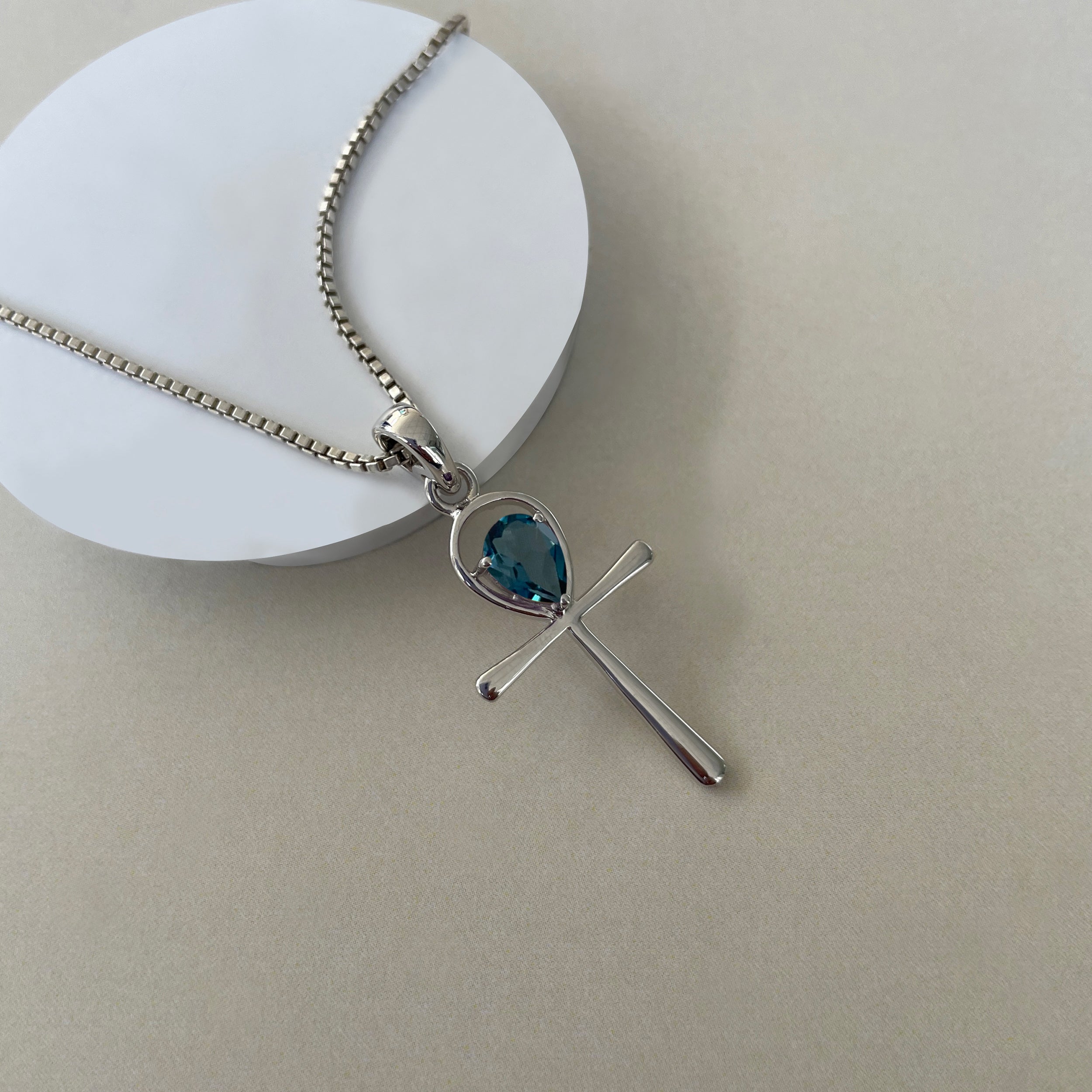 London Blue Topaz Ankh Pendant-(LBTZ-SN-168.)