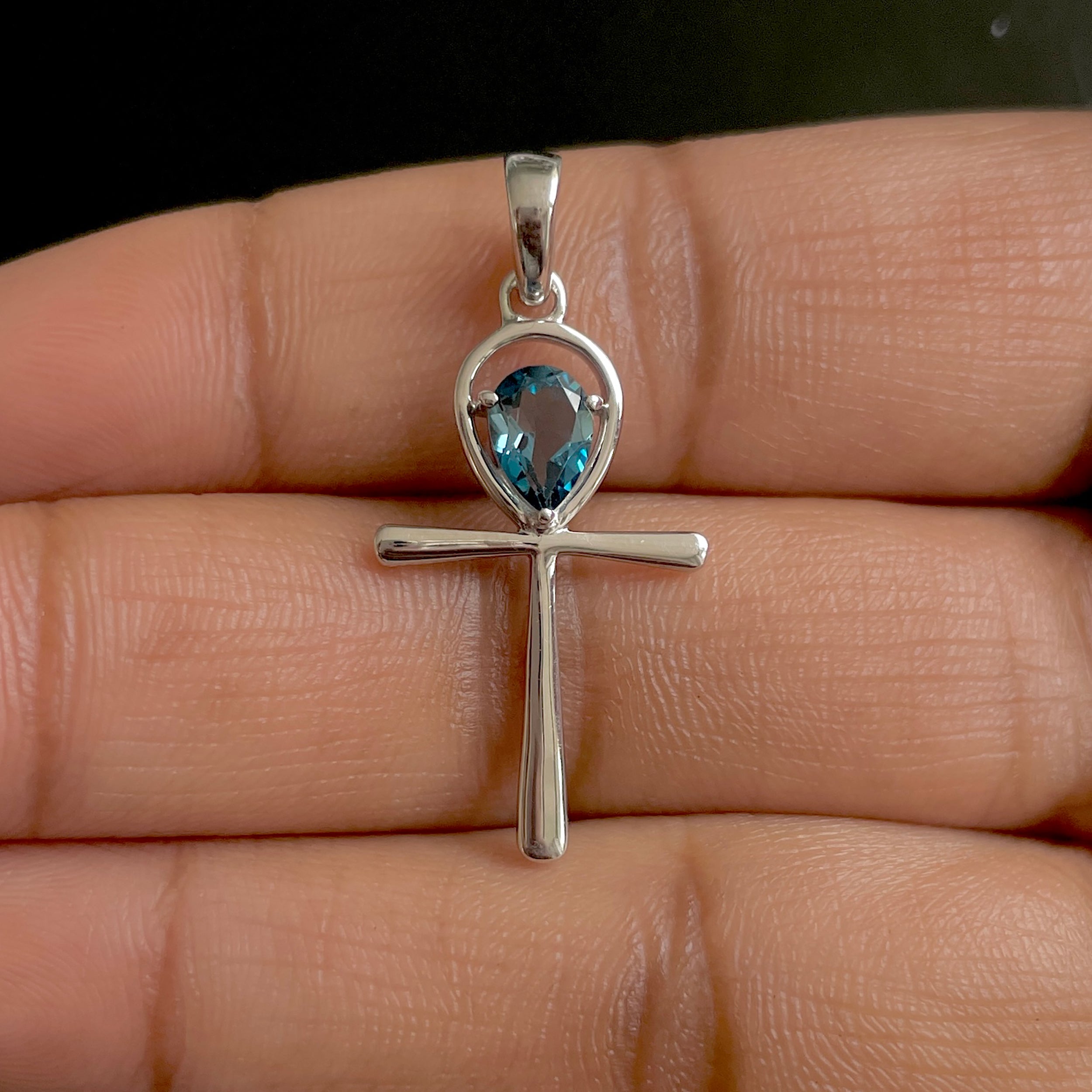 London Blue Topaz Ankh Pendant-(LBTZ-SN-168.)