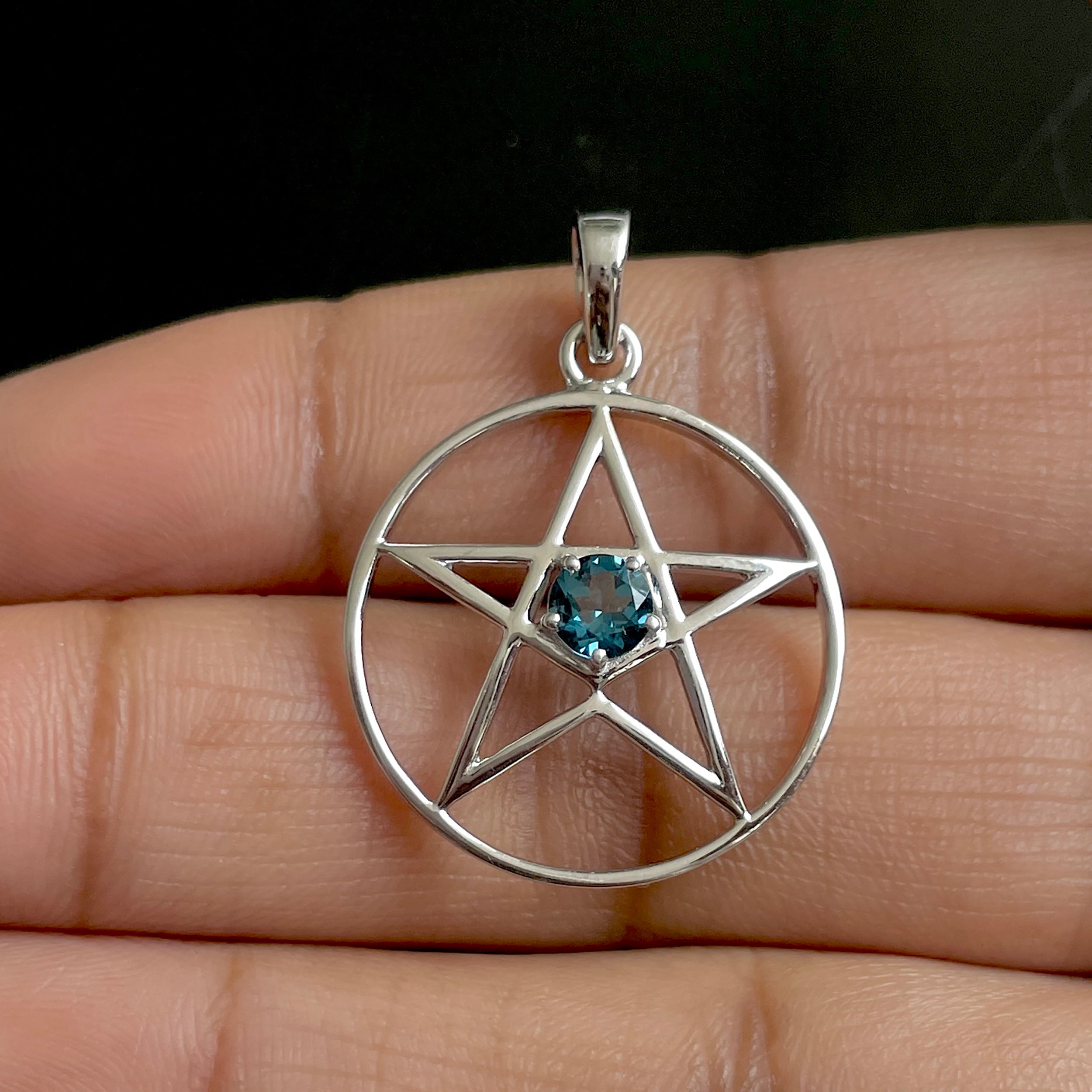 London Blue Topaz Pentacle Pendant-(LBTZ-SN-171P.)