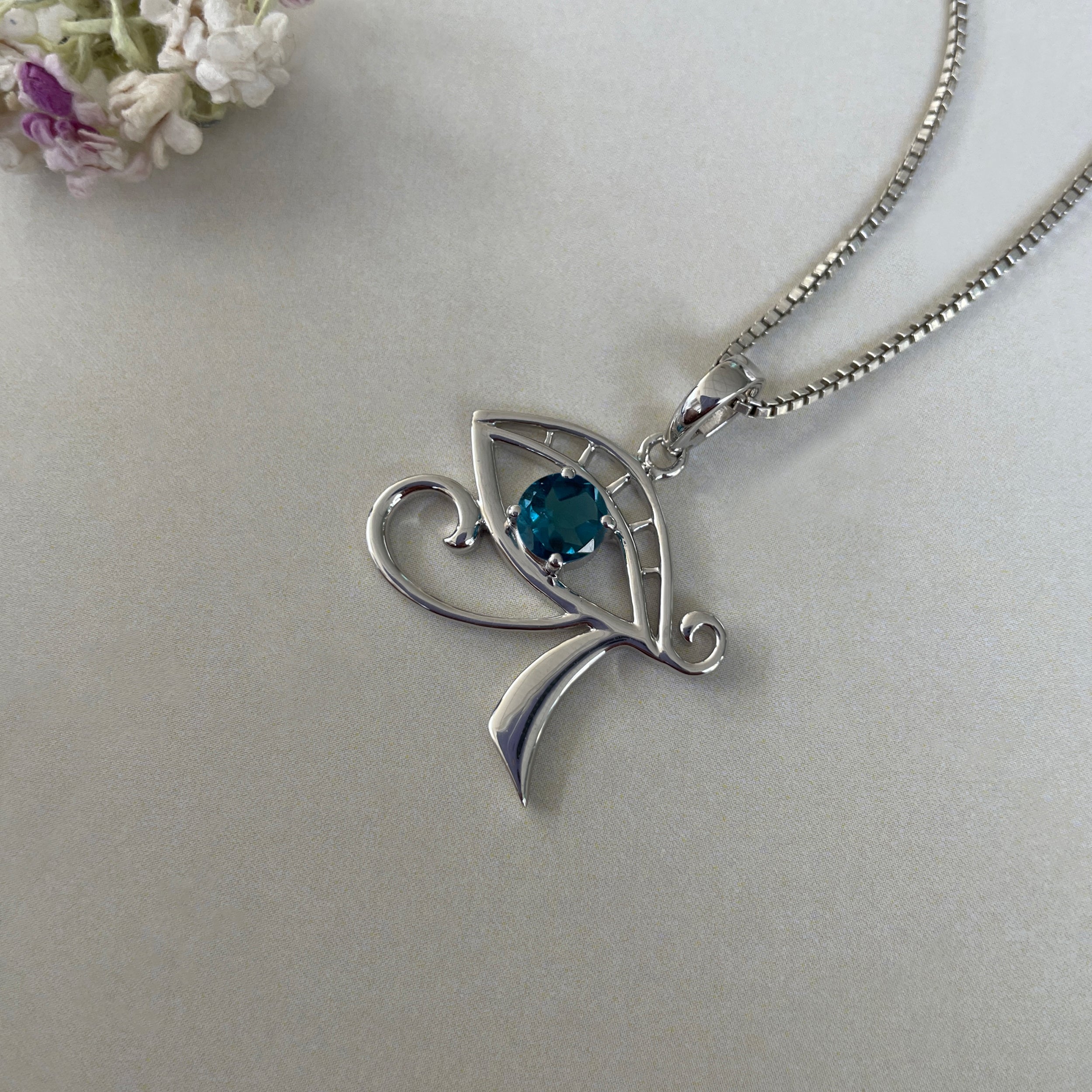 London Blue Topaz Eye Of Horus Pendant-(LBTZ-SN-173.)