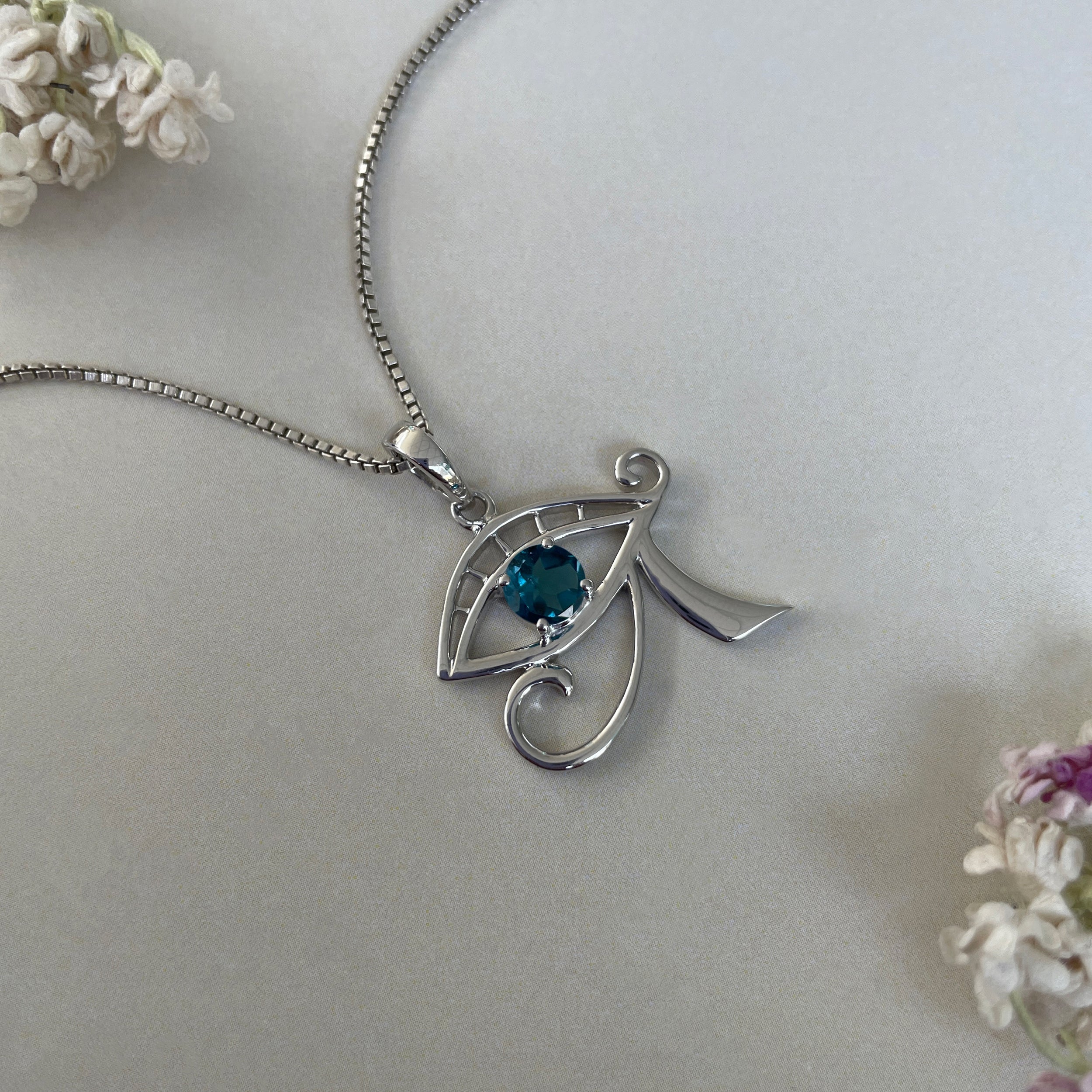 London Blue Topaz Eye Of Horus Pendant-(LBTZ-SN-173.)