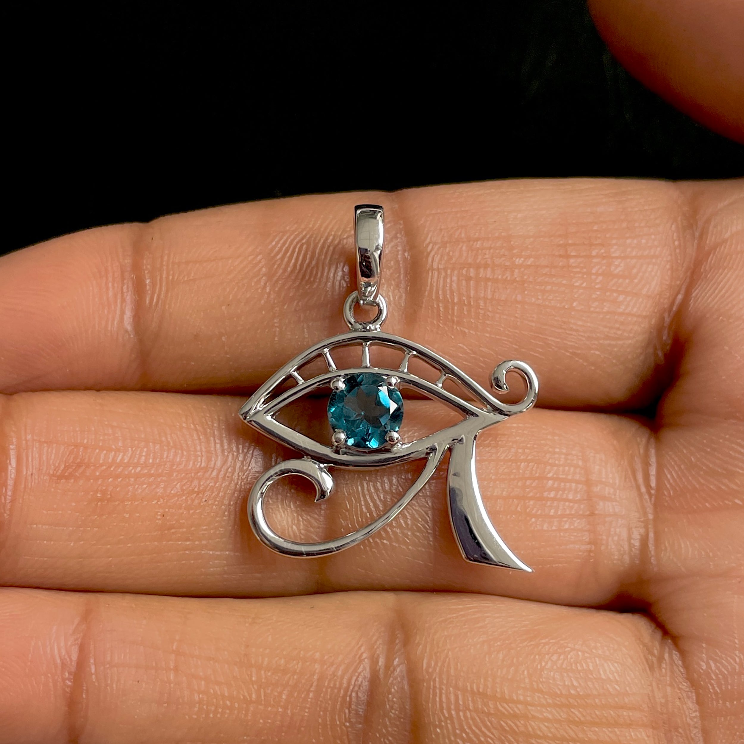 London Blue Topaz Eye Of Horus Pendant-(LBTZ-SN-173.)