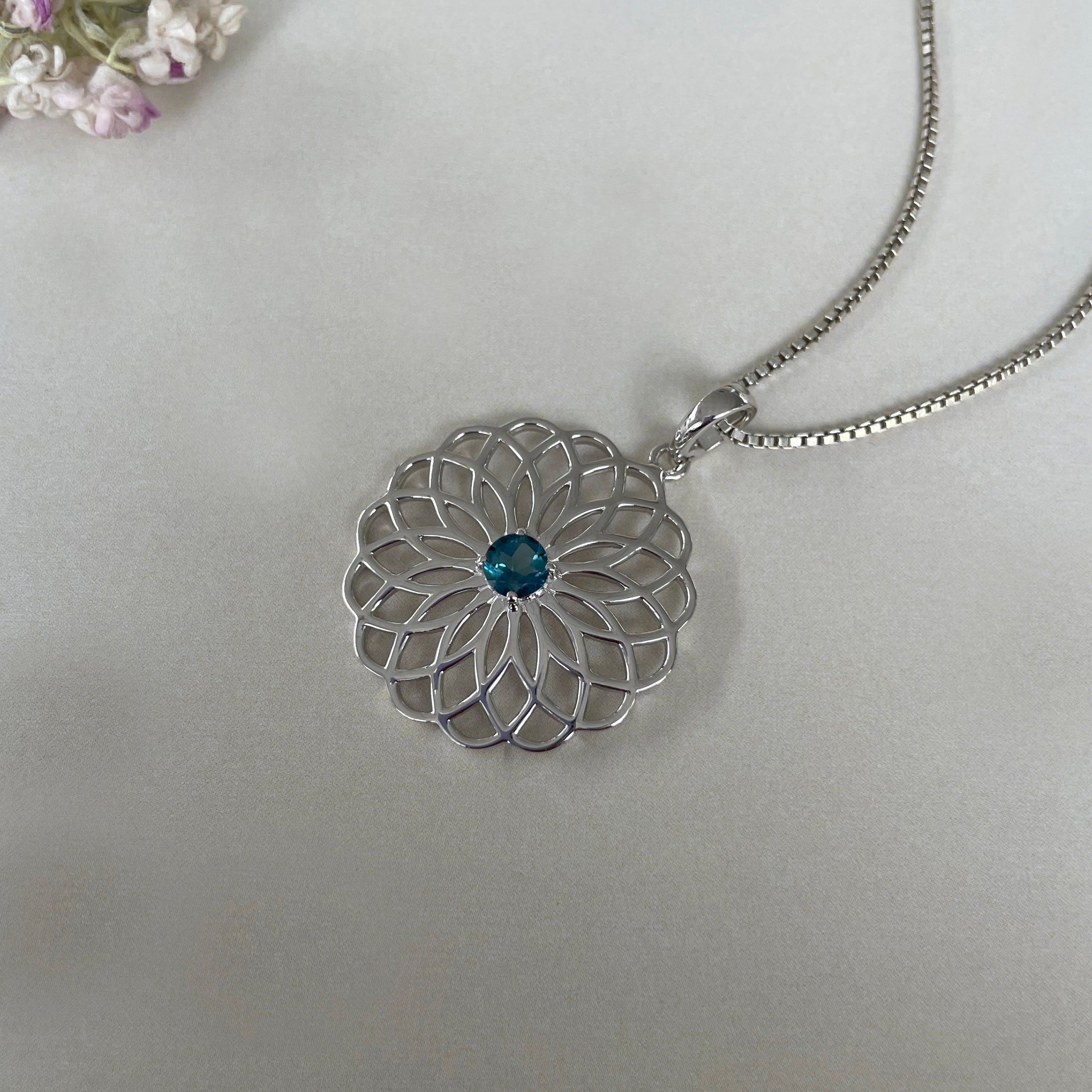 London Blue Topaz Flower Of Life Pendant-(LBTZ-SN-177.)