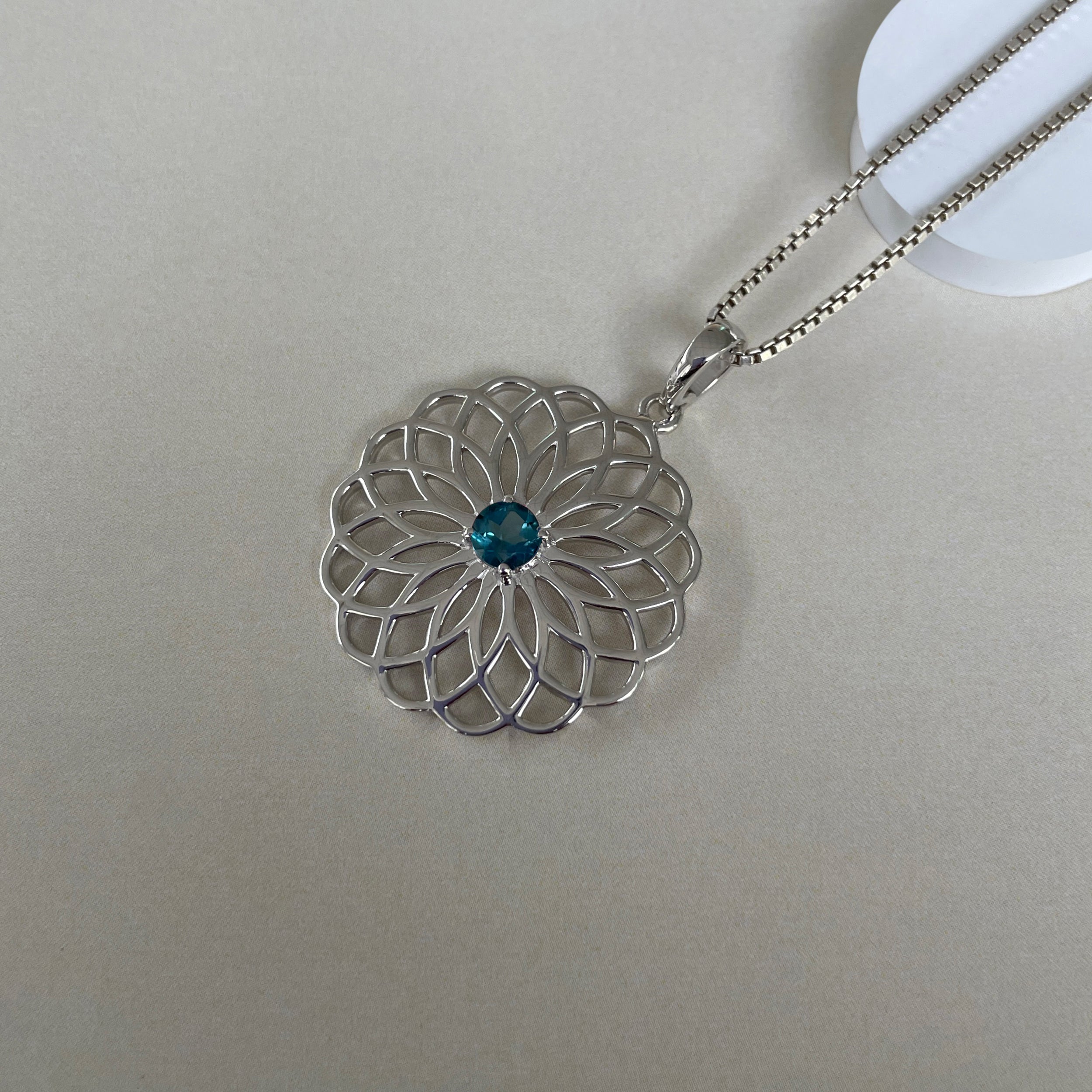 London Blue Topaz Flower Of Life Pendant-(LBTZ-SN-177.)