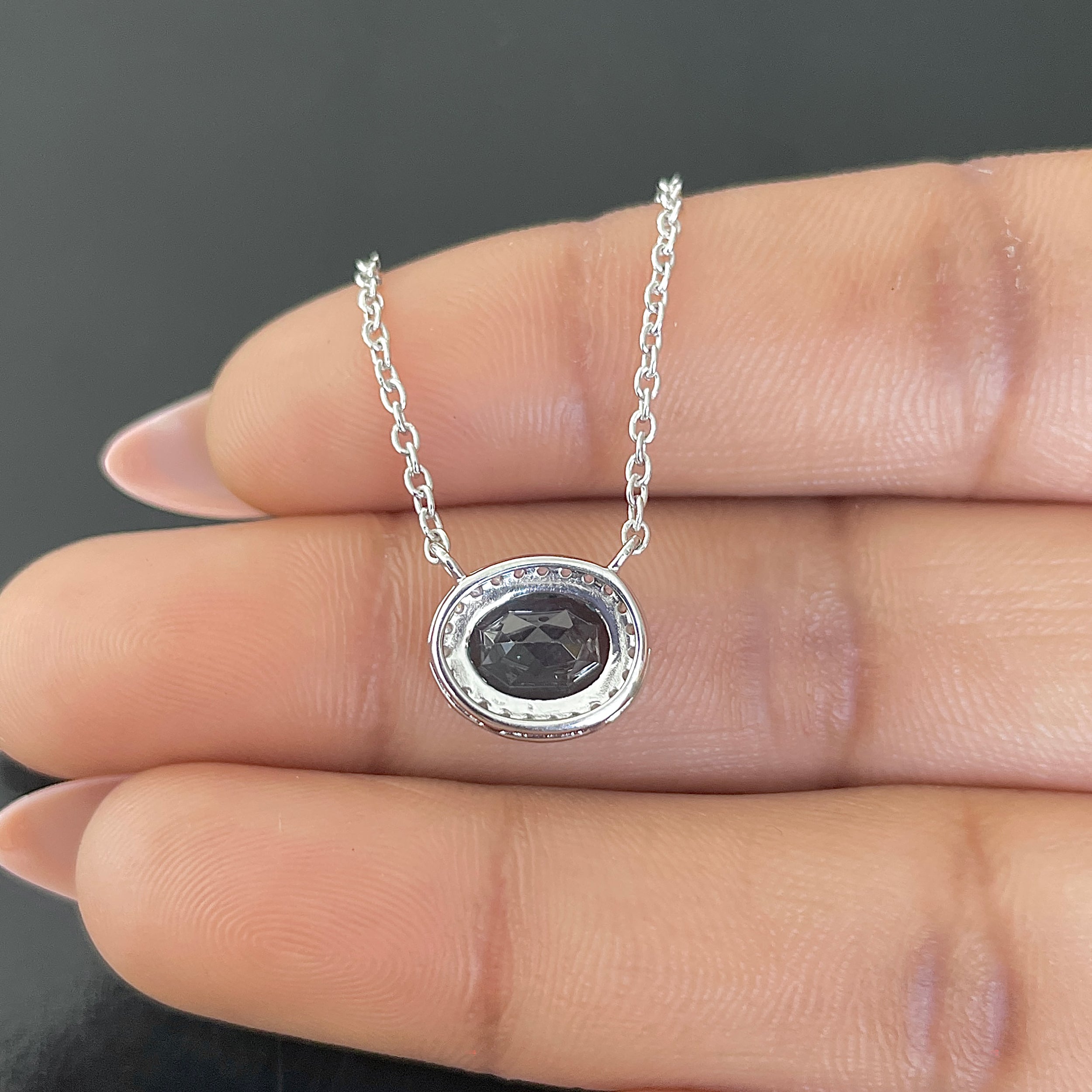 London Blue Topaz & White Topaz Necklace-(LBTZ-RN-85.)