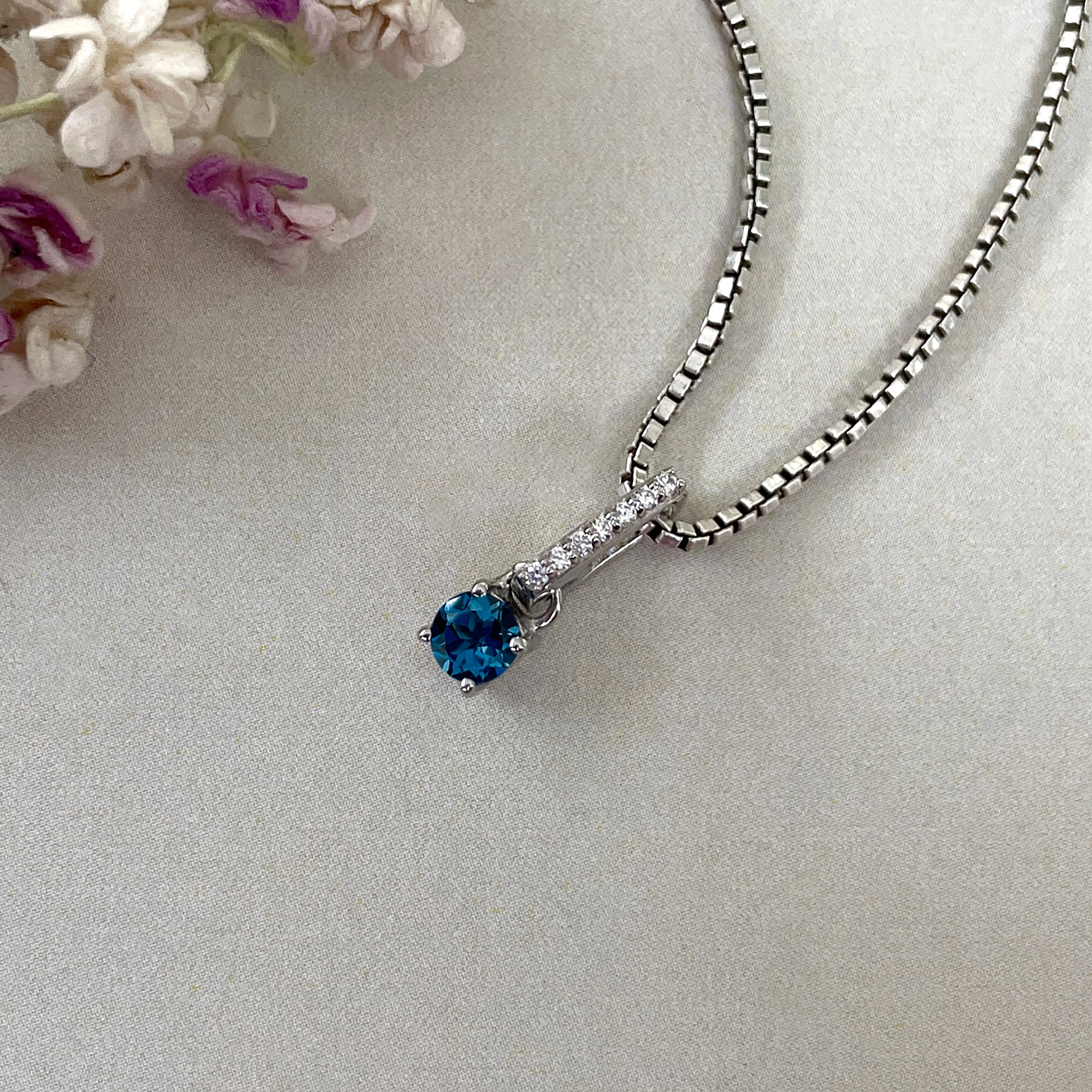 London Blue Topaz & White Topaz Pendant-(LBTZ-SP-1166.)