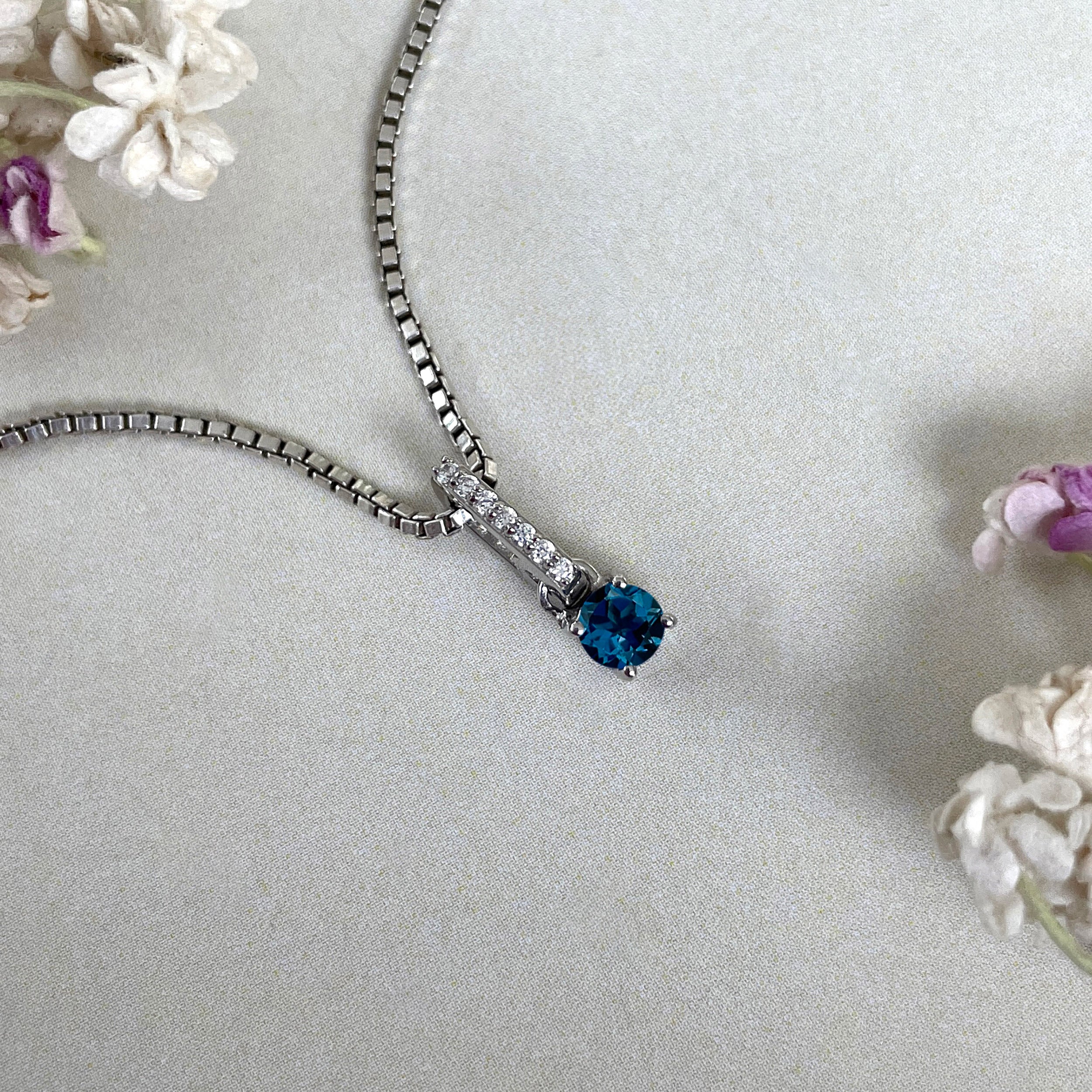 London Blue Topaz & White Topaz Pendant-(LBTZ-SP-1166.)