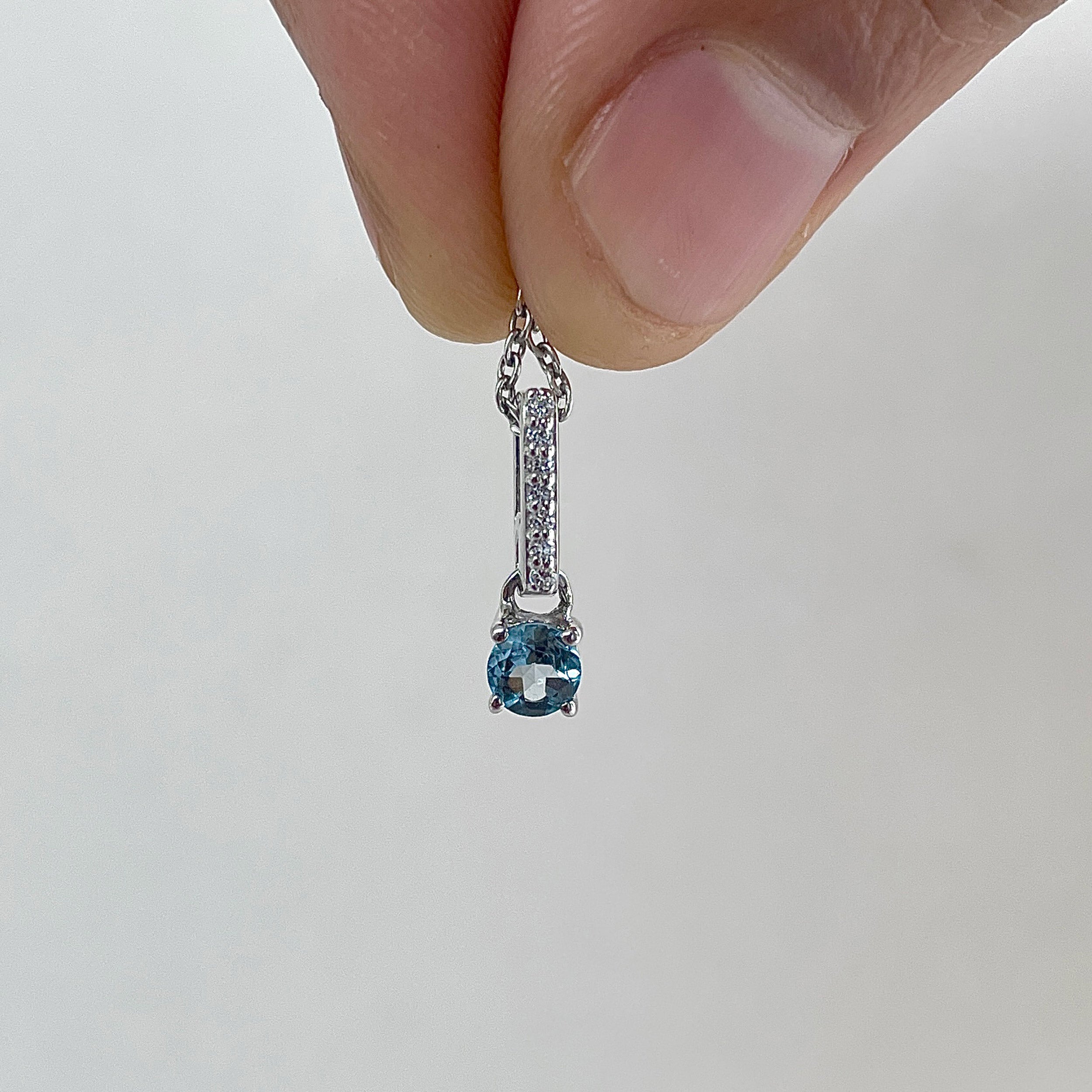 London Blue Topaz & White Topaz Pendant-(LBTZ-SP-1166.)