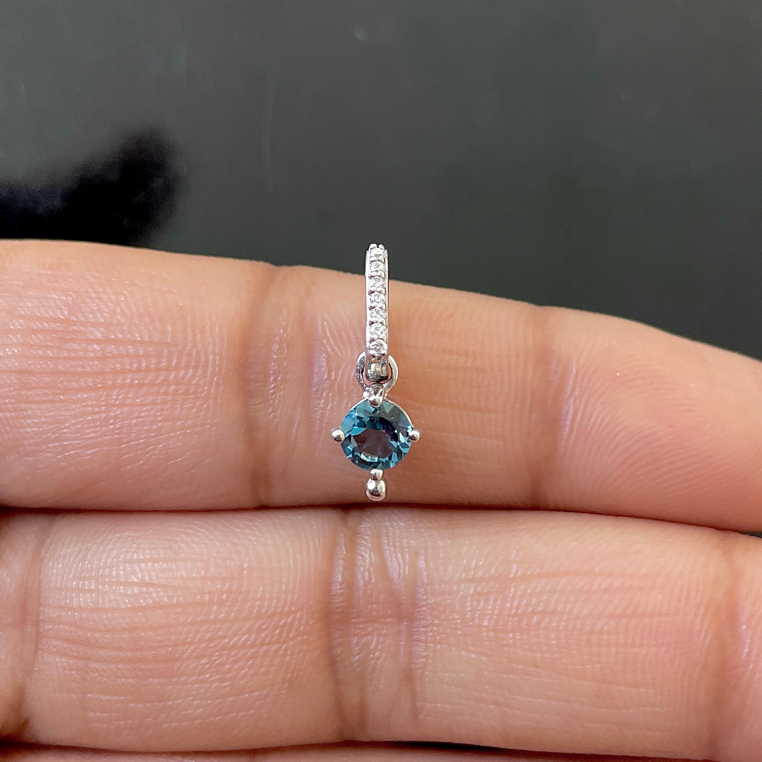 London Blue Topaz & White Topaz Pendant-(LBTZ-SP-399.)