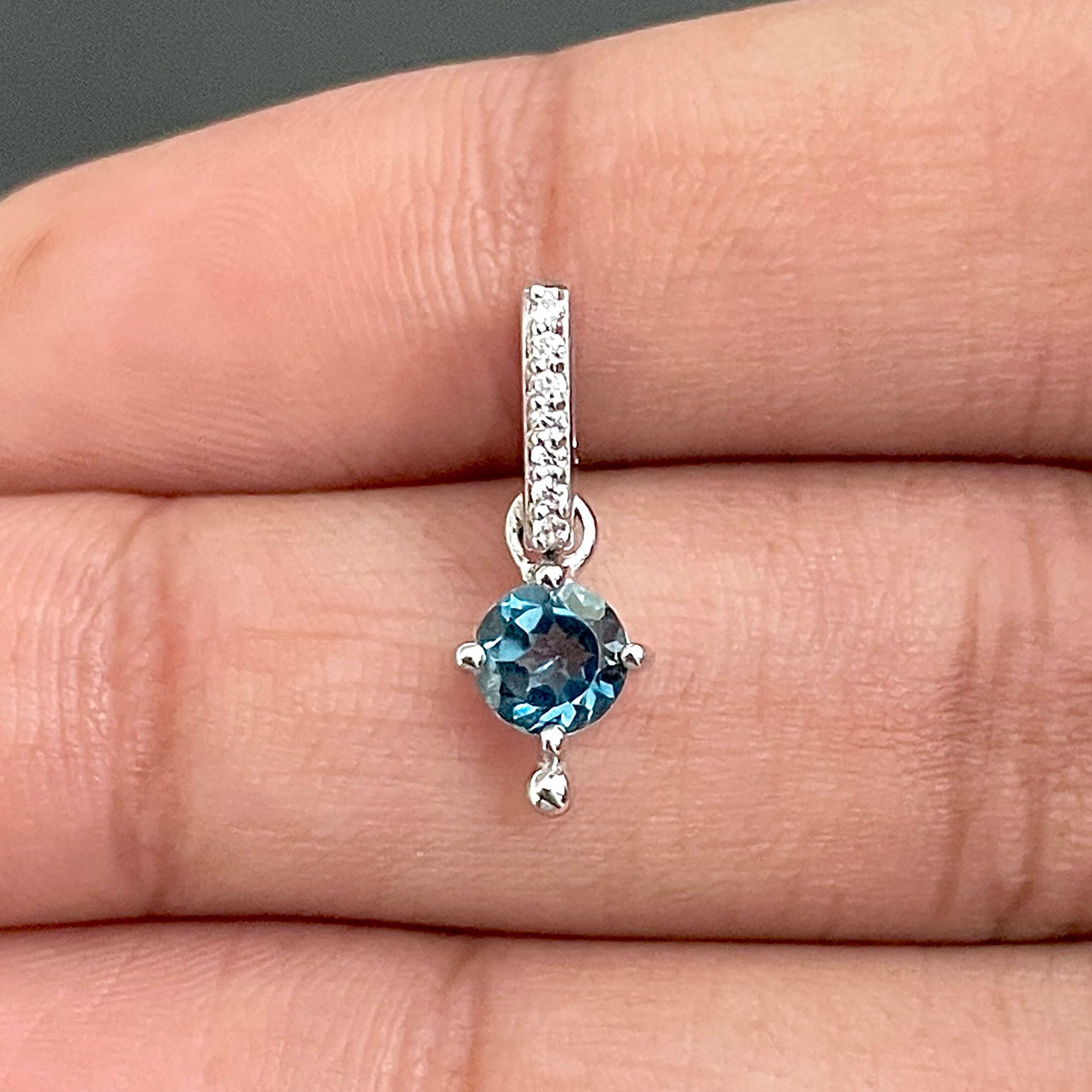 London Blue Topaz & White Topaz Pendant-(LBTZ-SP-399.)