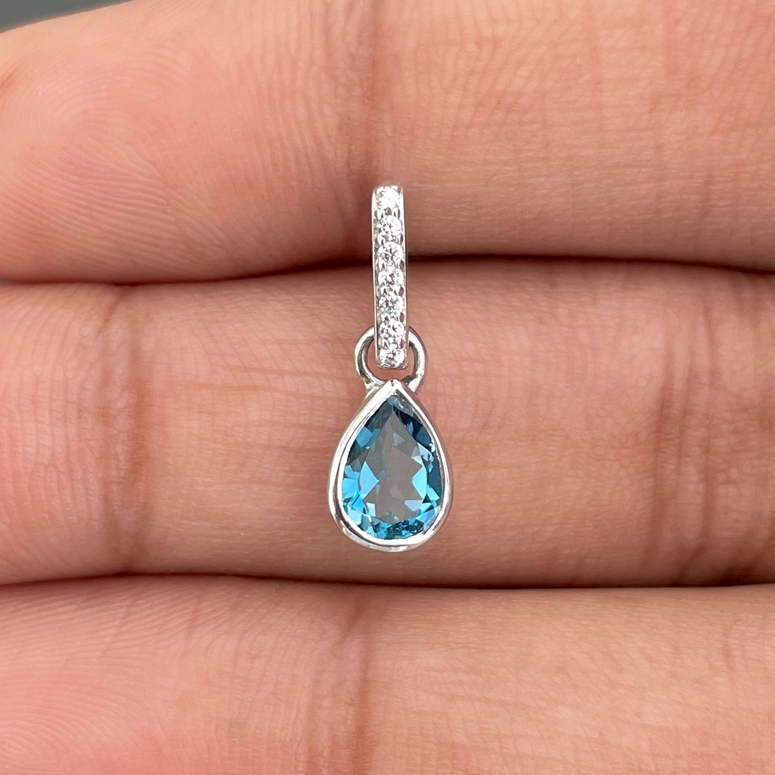 London Blue Topaz & White Topaz Pendant-(LBTZ-SP-779.)