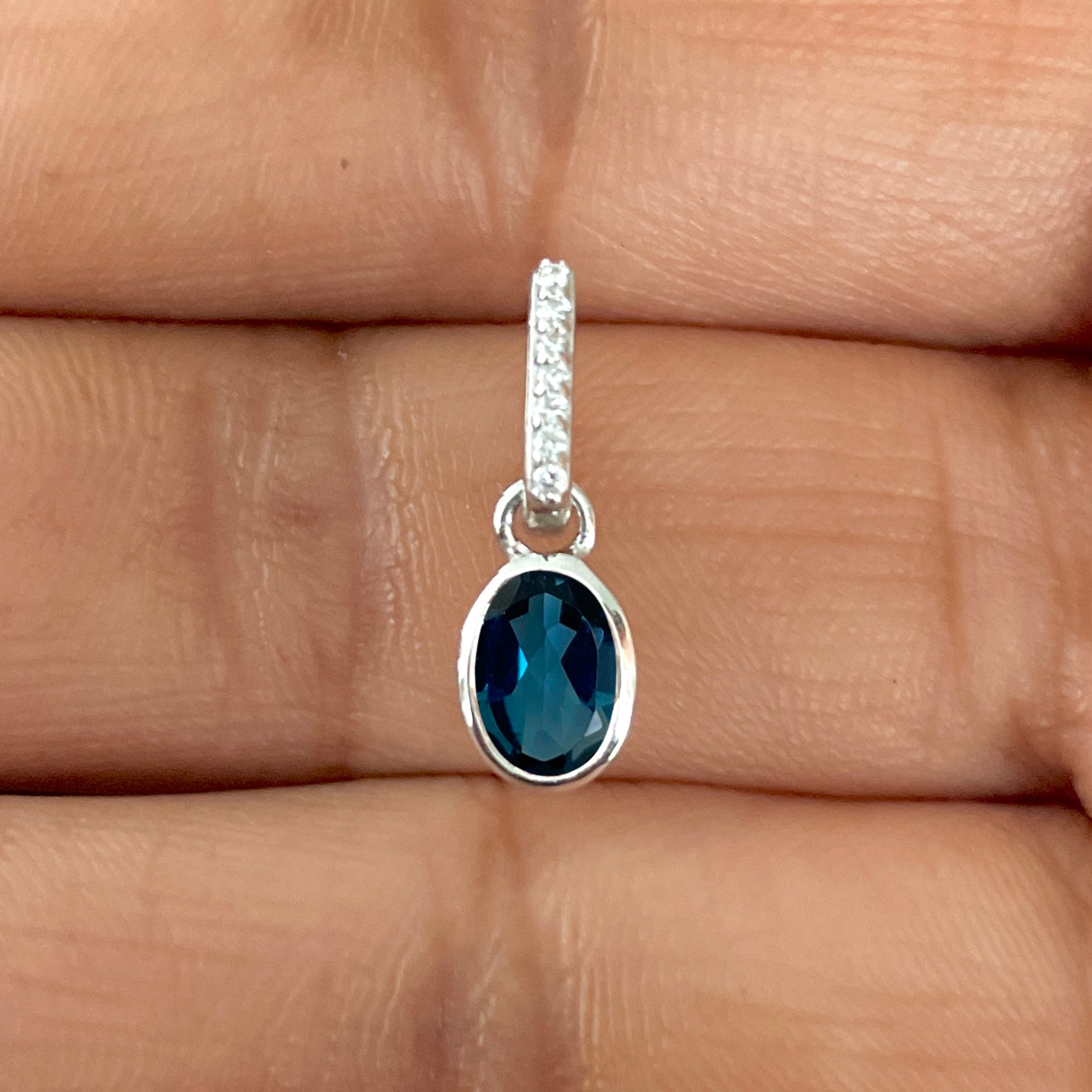 London Blue Topaz & White Topaz Pendant-(LBTZ-SP-780.)