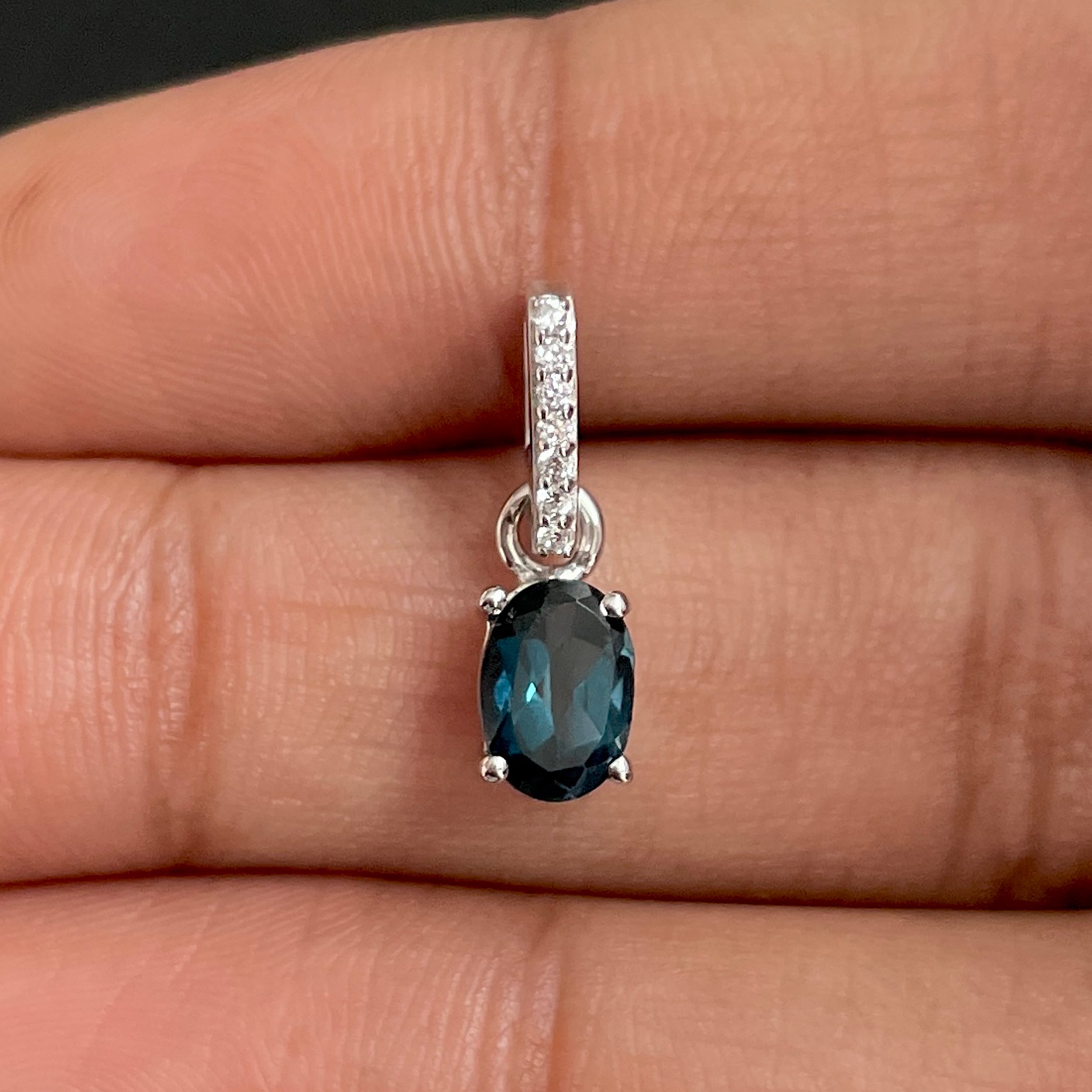 London Blue Topaz & White Topaz Pendant-(LBTZ-SP-915.)