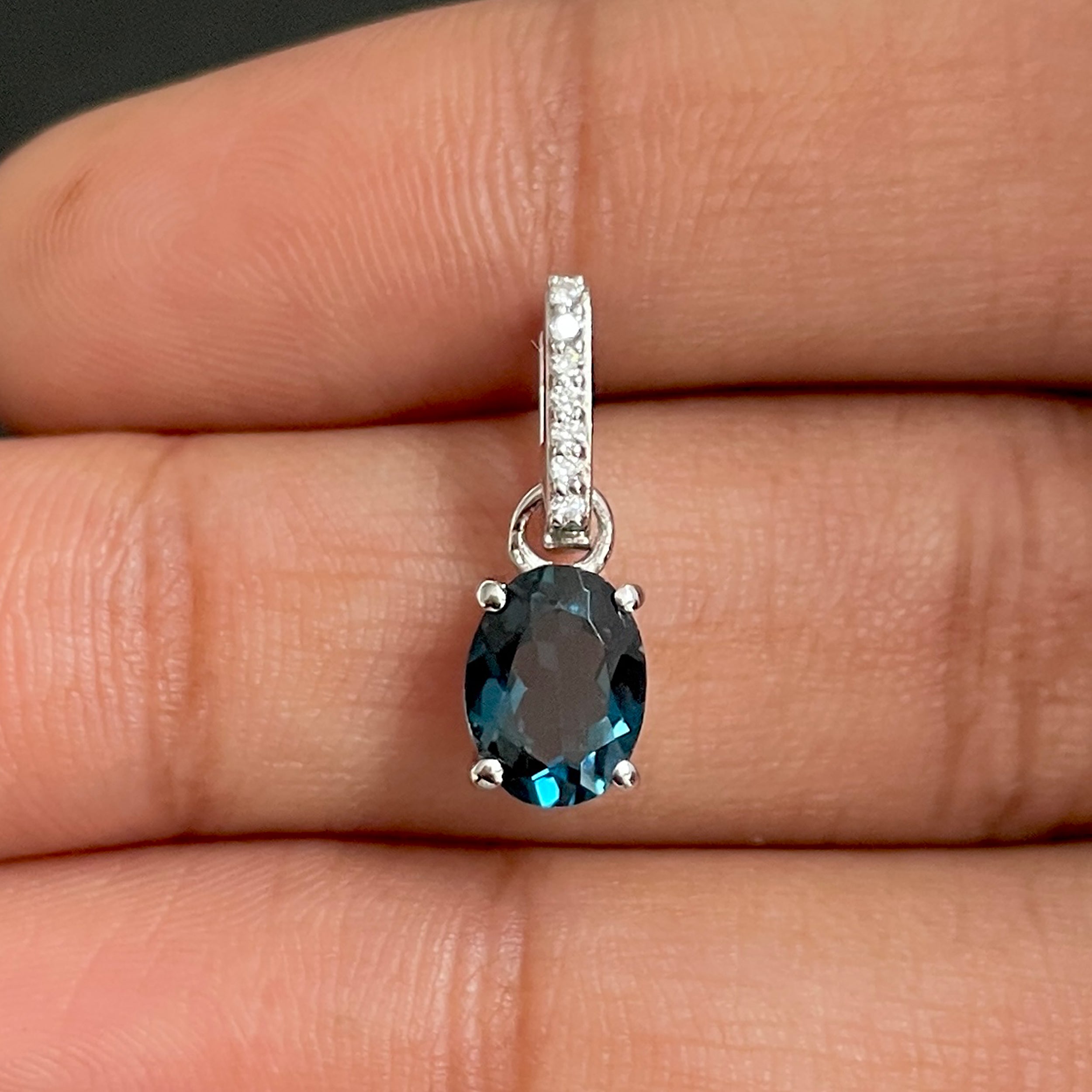 London Blue Topaz & White Topaz Pendant-(LBTZ-SP-920.)