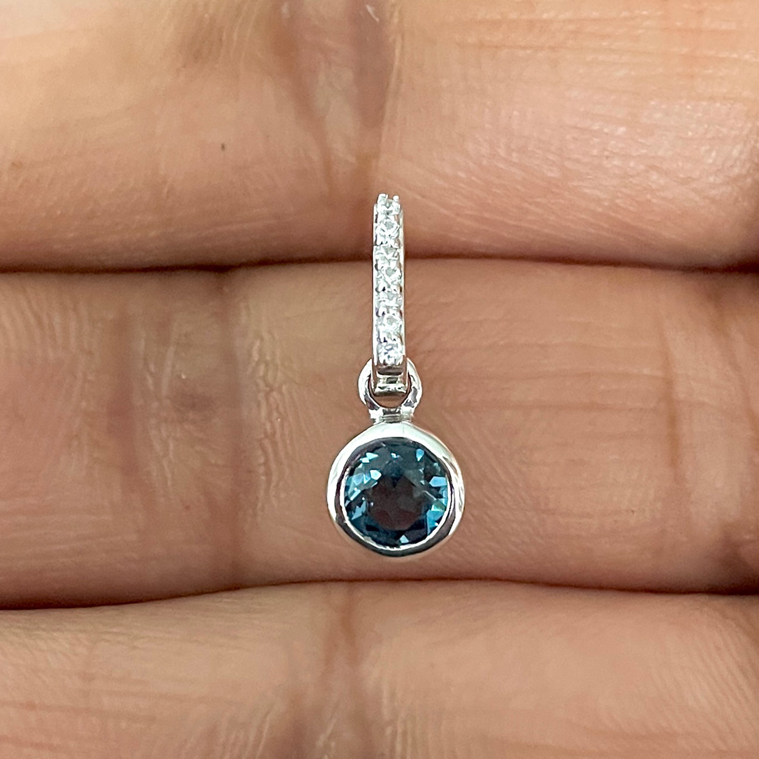 London Blue Topaz & White Topaz Pendant-(LBTZ-SP-957.)