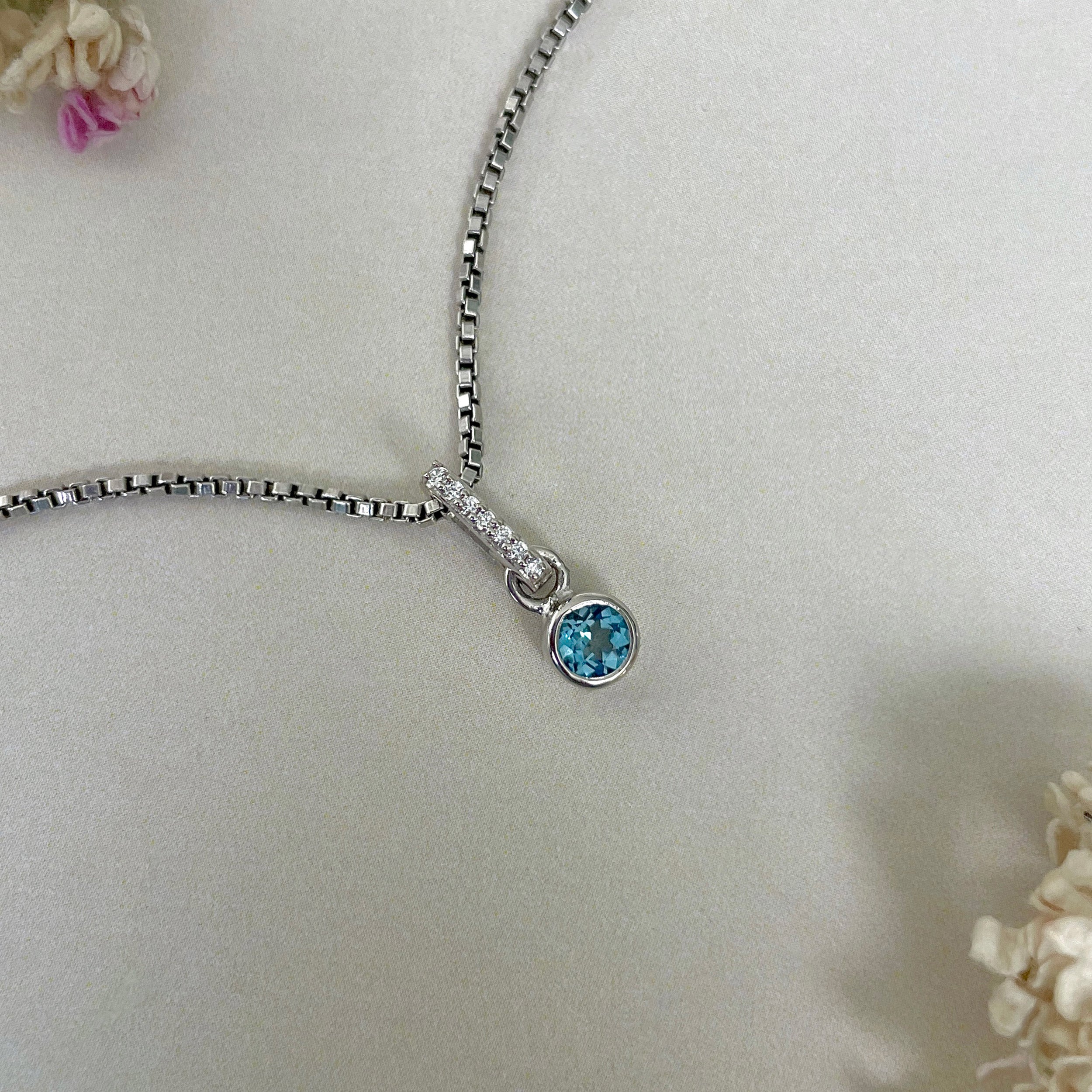 London Blue Topaz & White Topaz Pendant-(LBTZ-SP-999B.)