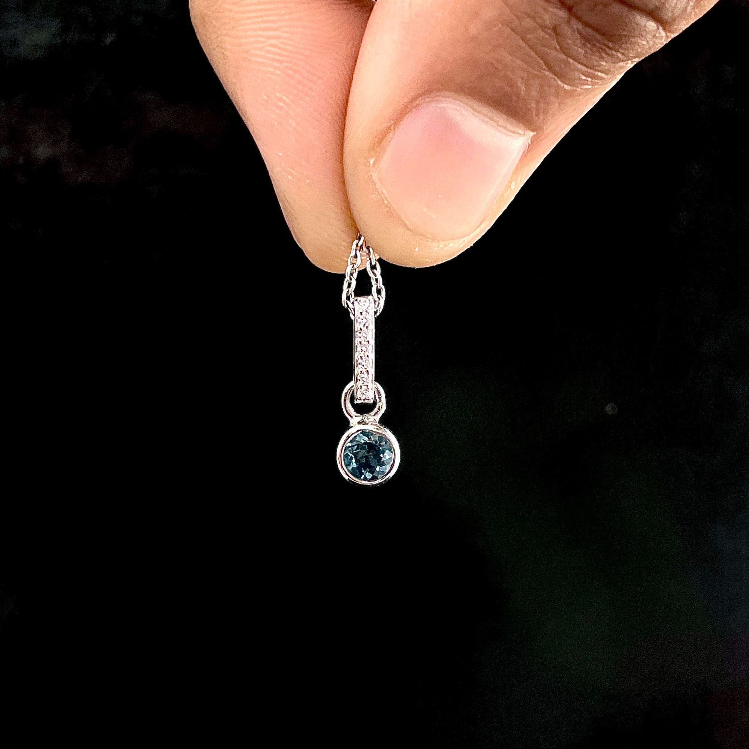 London Blue Topaz & White Topaz Pendant-(LBTZ-SP-999B.)