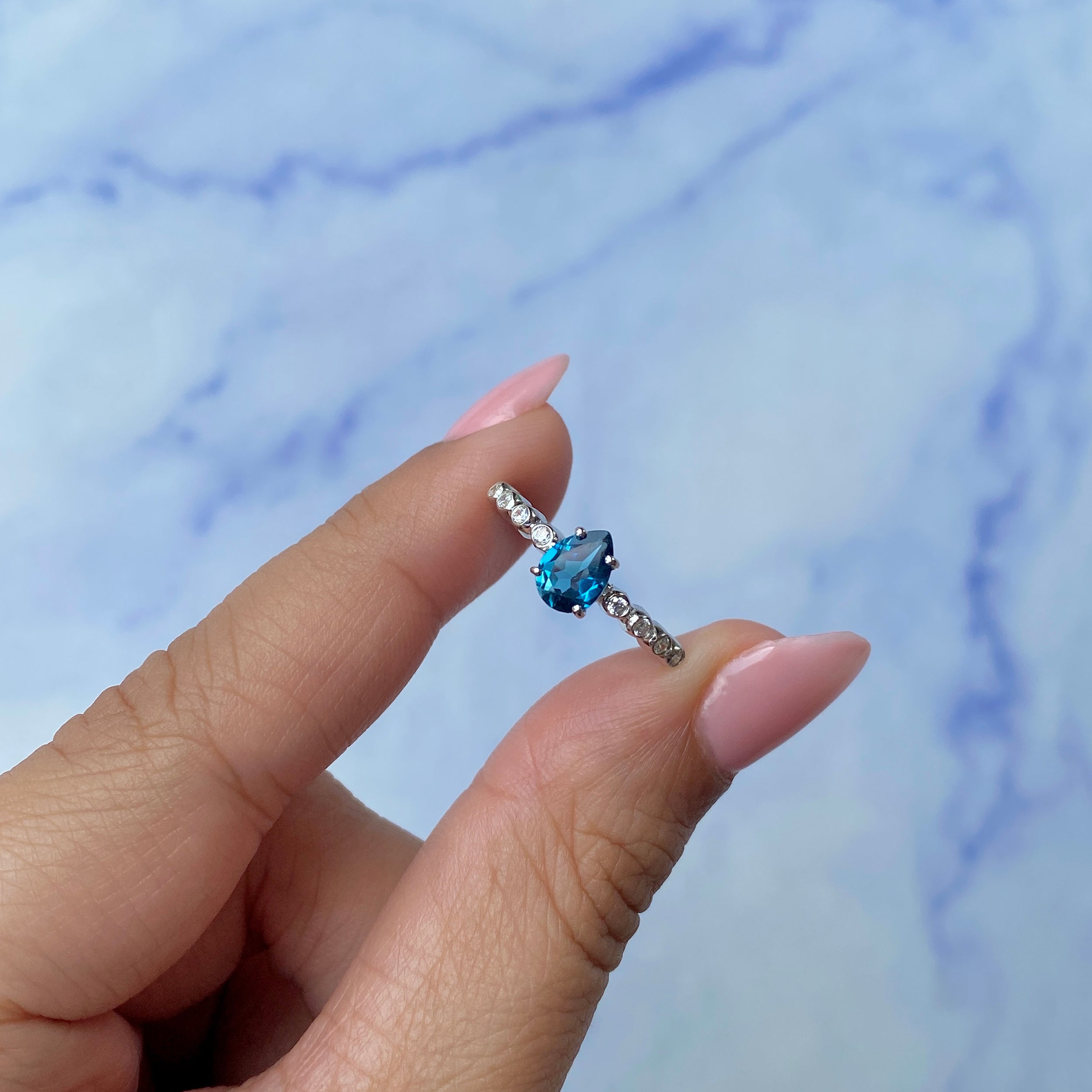 London Blue Topaz Ring-(LBTZ-SR-419D-W.)