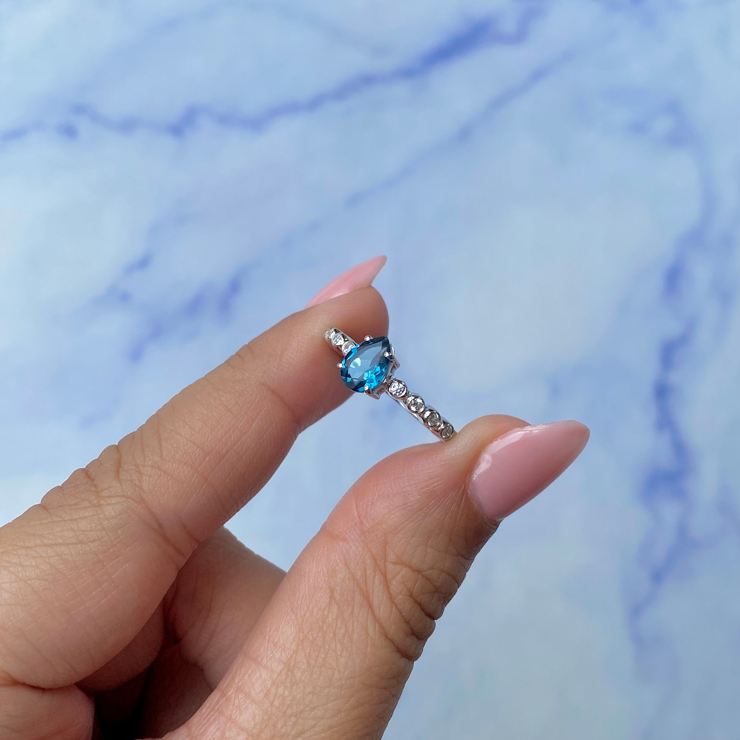 London Blue Topaz Ring-(LBTZ-SR-419D-W.)