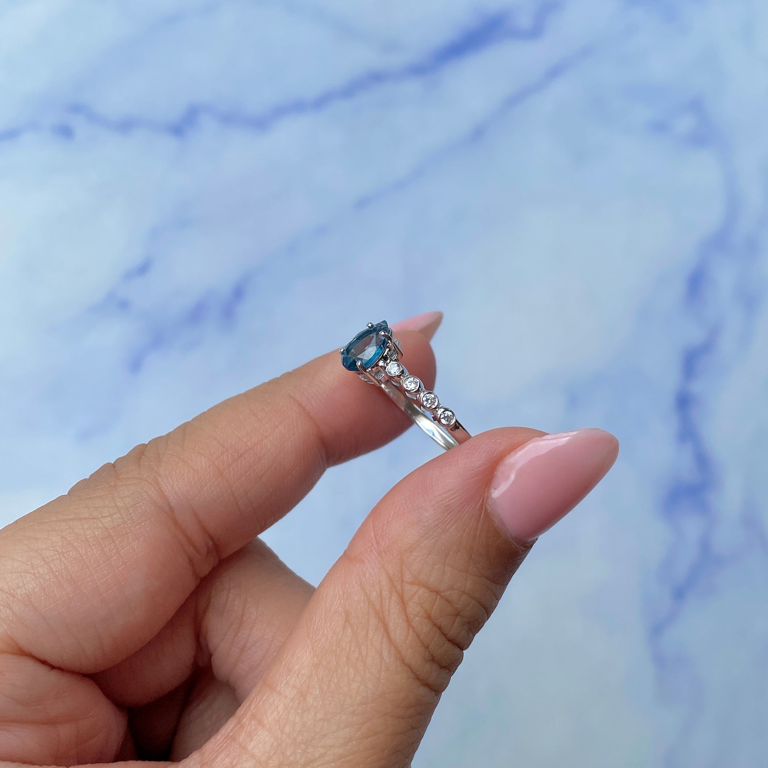 London Blue Topaz Ring-(LBTZ-SR-419D-W.)