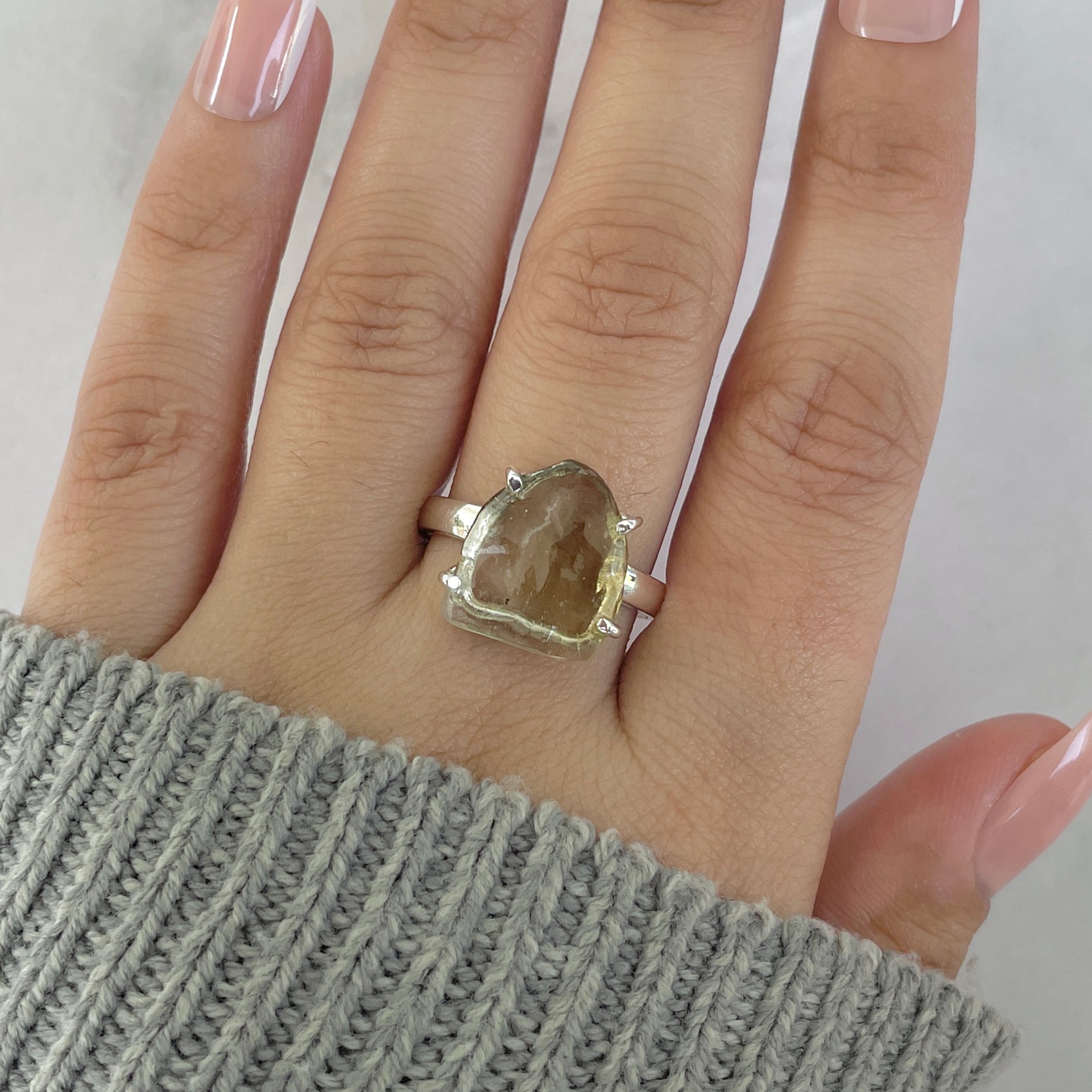 Libyan Desert Glass Ring Size 9-(LDG-R-102.)