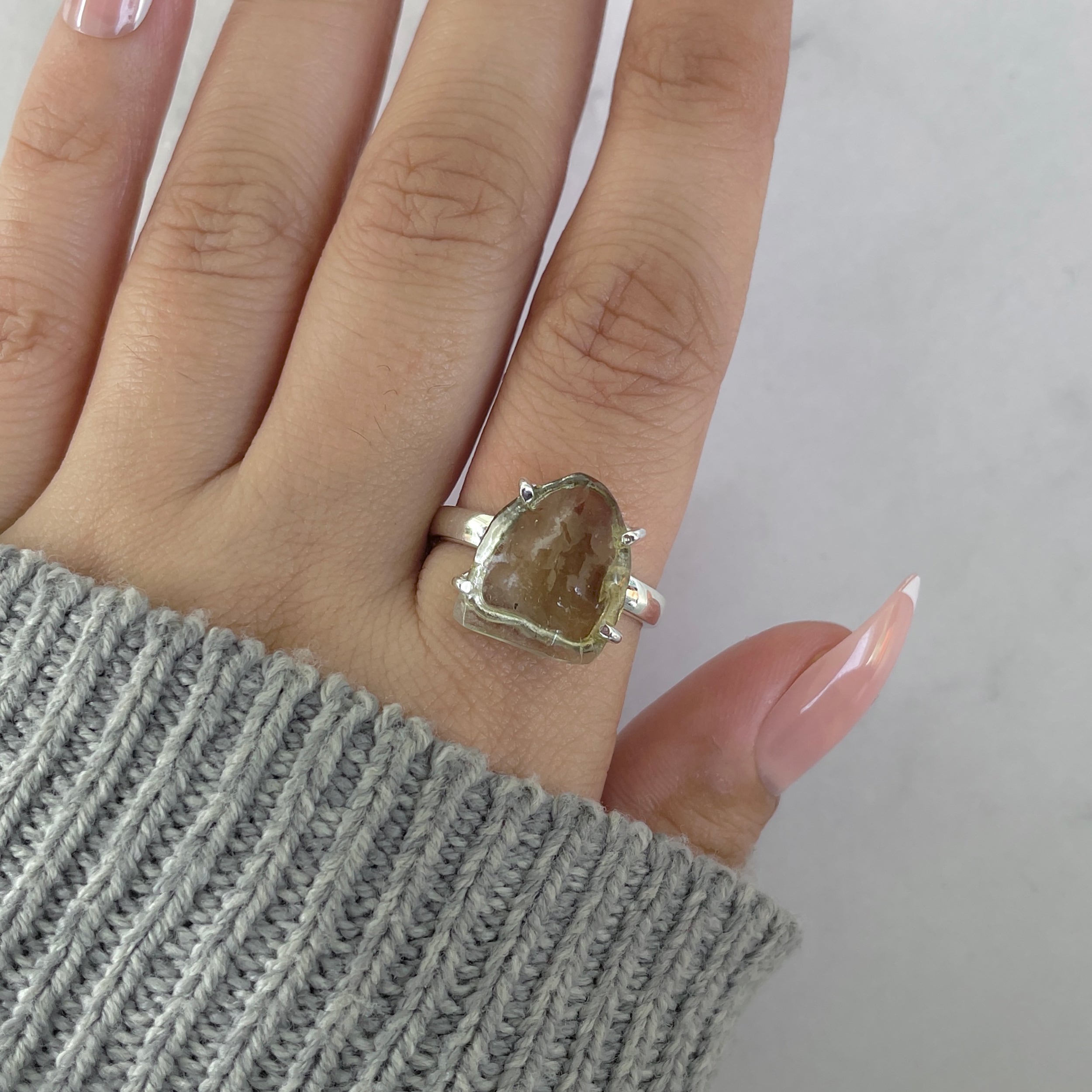 Libyan Desert Glass Ring Size 9-(LDG-R-102.)