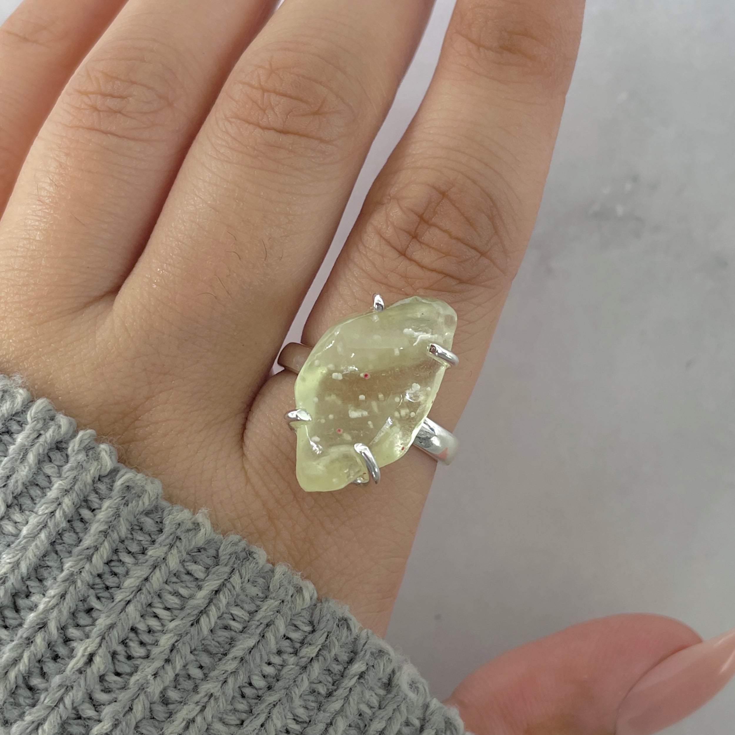 Libyan Desert Glass Ring Size 8-(LDG-R-44.)