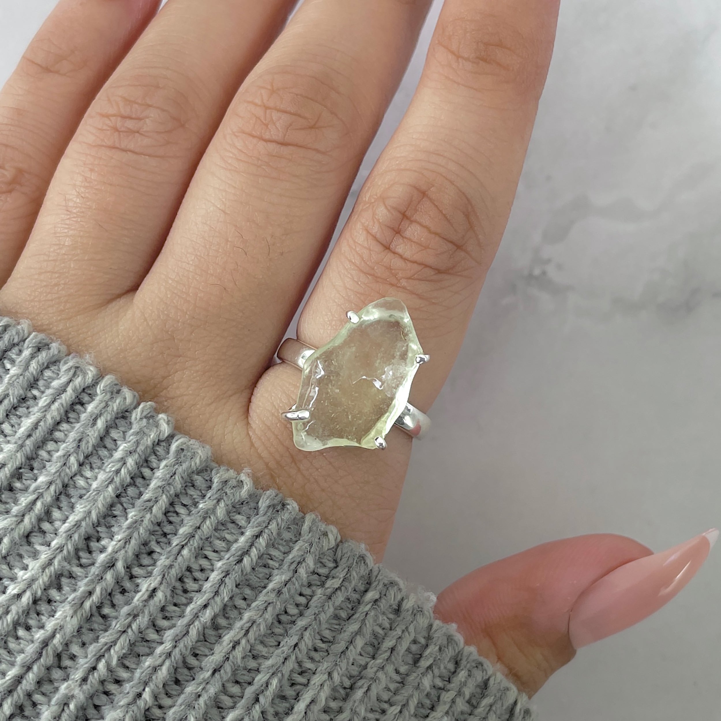 Libyan Desert Glass Ring Size 7-(LDG-R-48.)