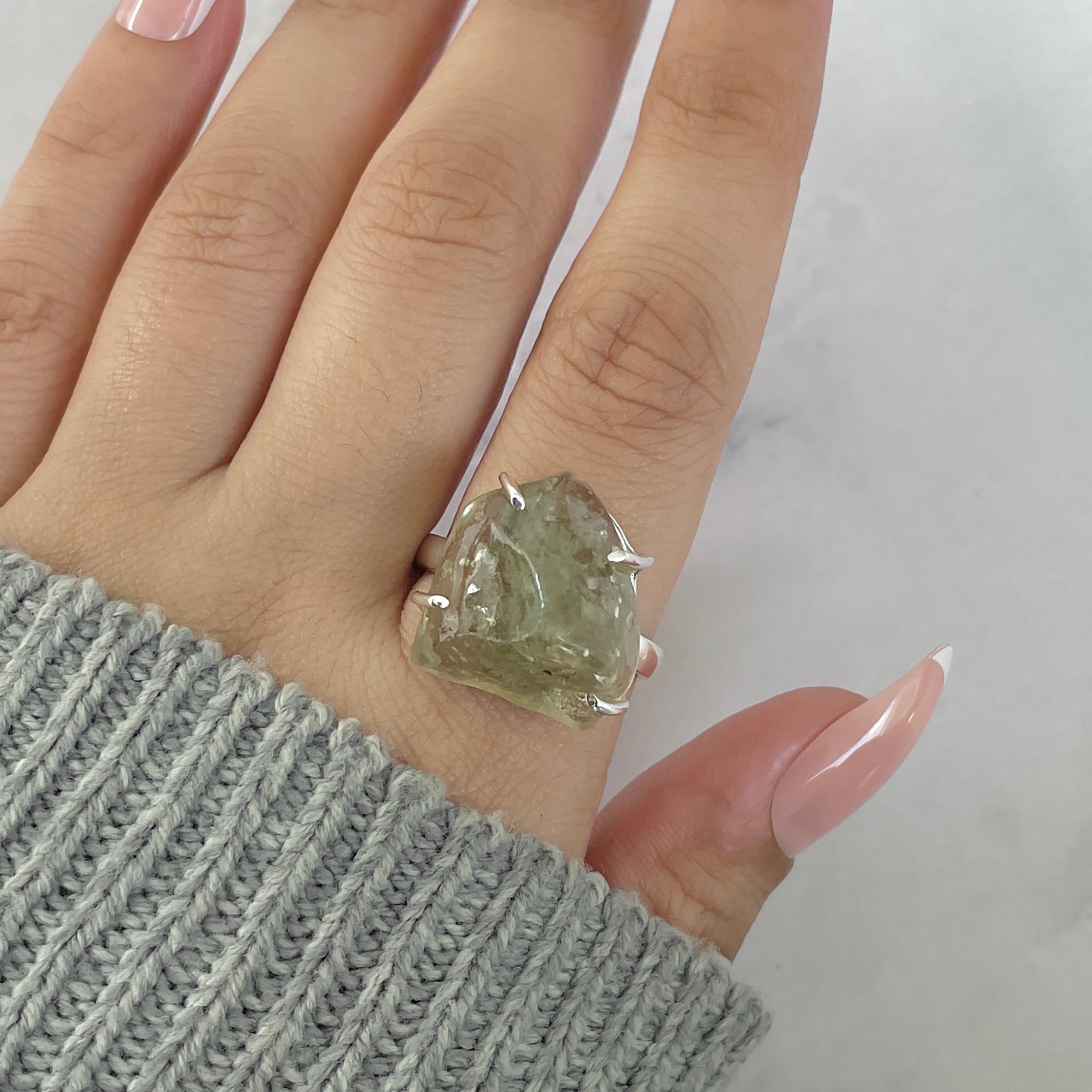 Libyan Desert Glass Ring Size 10-(LDG-R-50.)