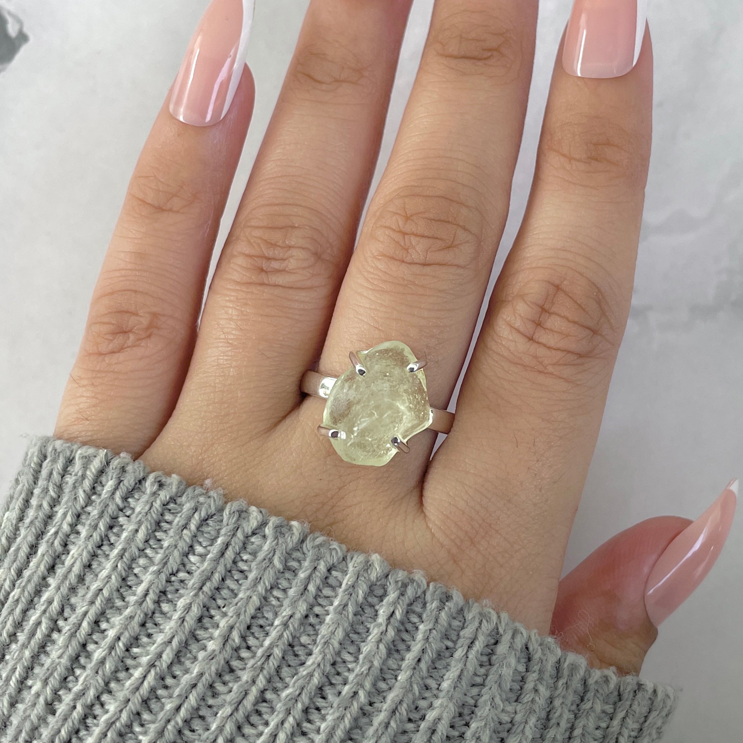 Libyan Desert Glass Ring Size 8-(LDG-R-56.)