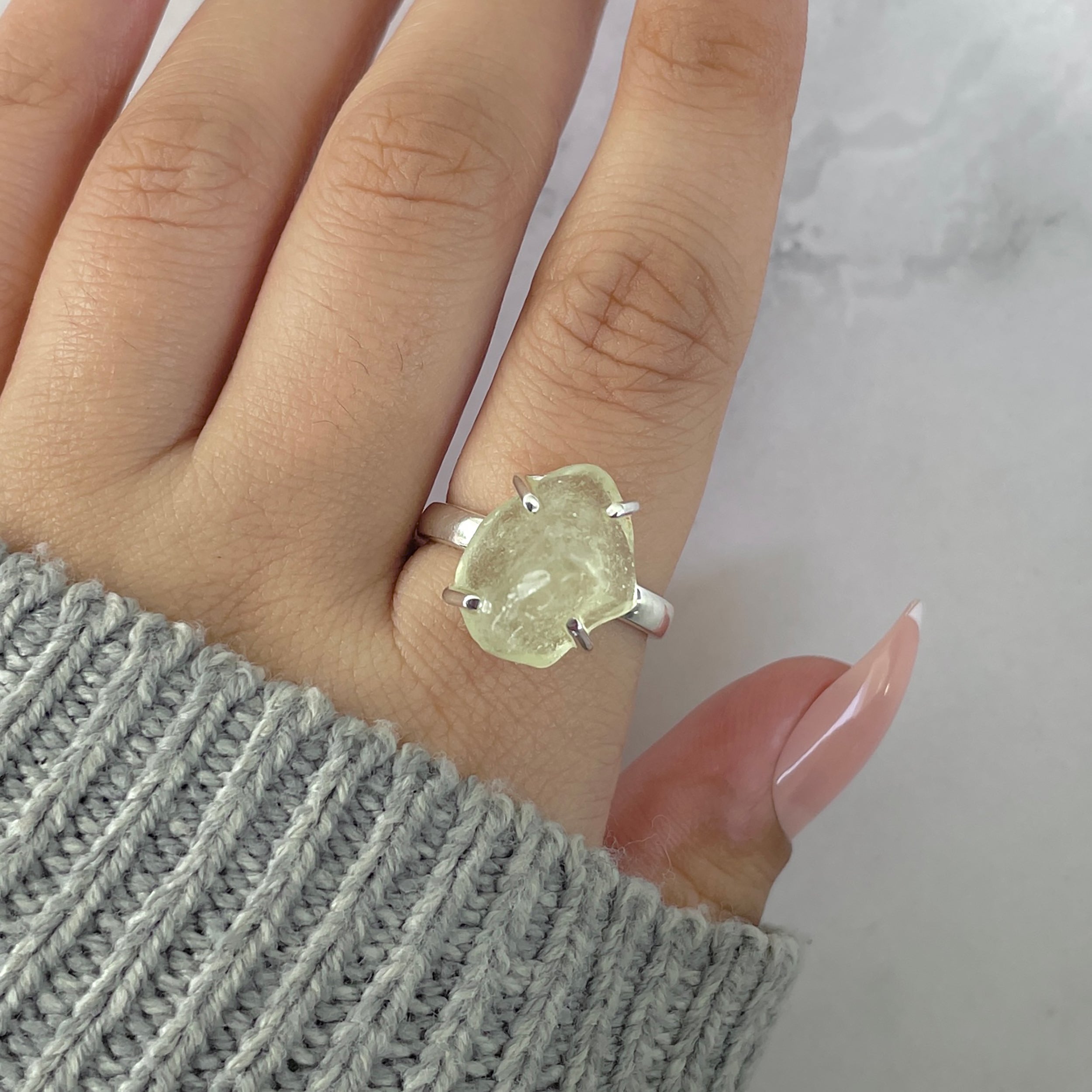Libyan Desert Glass Ring Size 8-(LDG-R-56.)