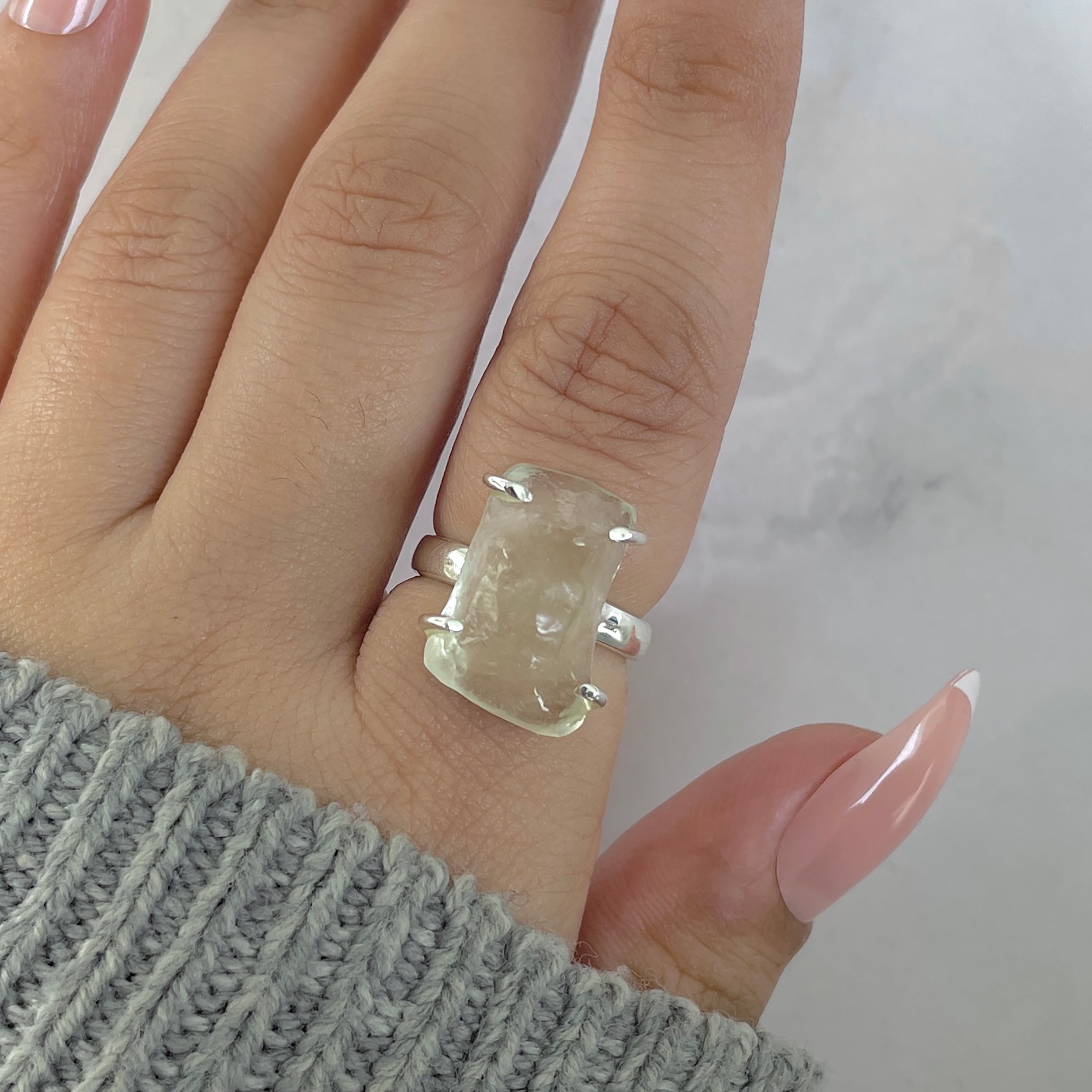 Libyan Desert Glass Ring Size 5-(LDG-R-57.)
