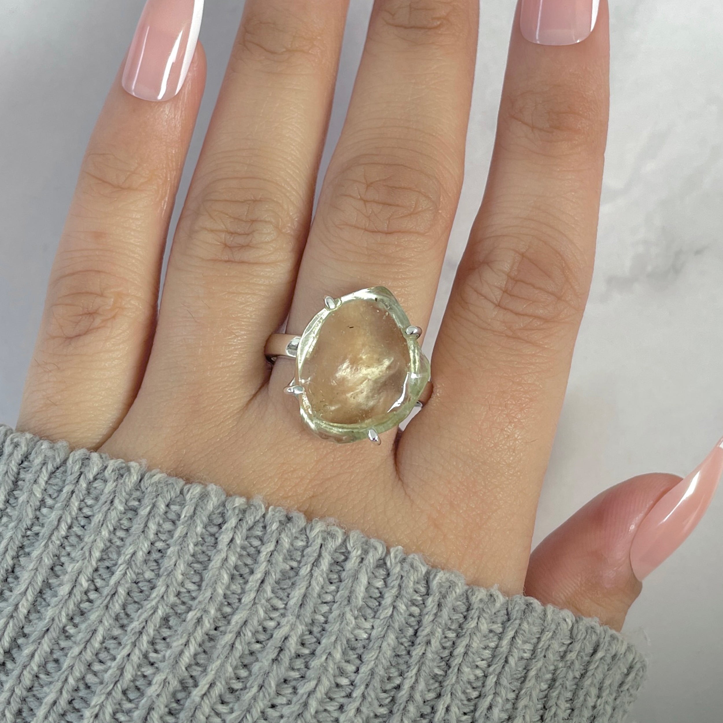 Libyan Desert Glass Ring Size 10-(LDG-R-93.)