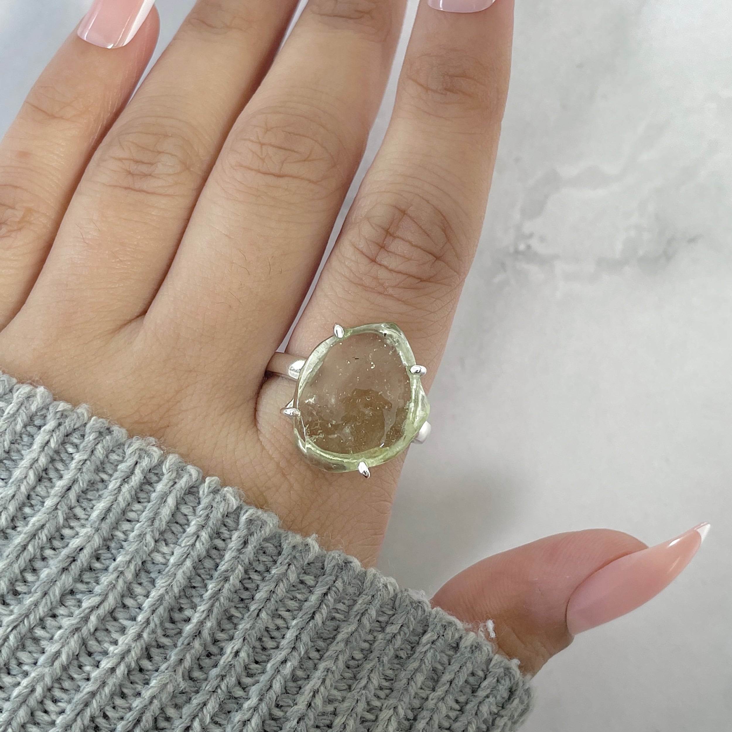 Libyan Desert Glass Ring Size 10-(LDG-R-93.)