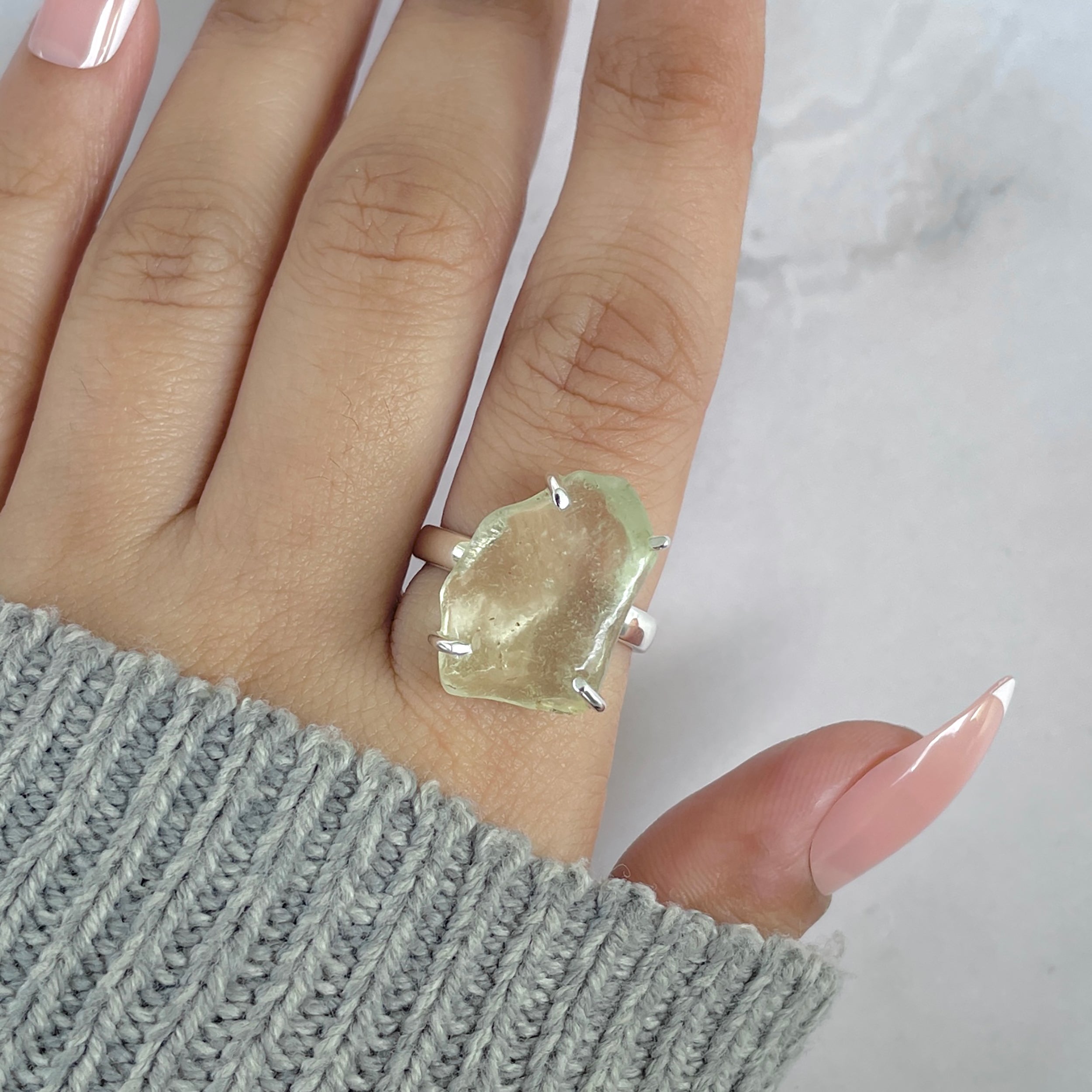 Libyan Desert Glass Ring Size 8-(LDG-R-97.)