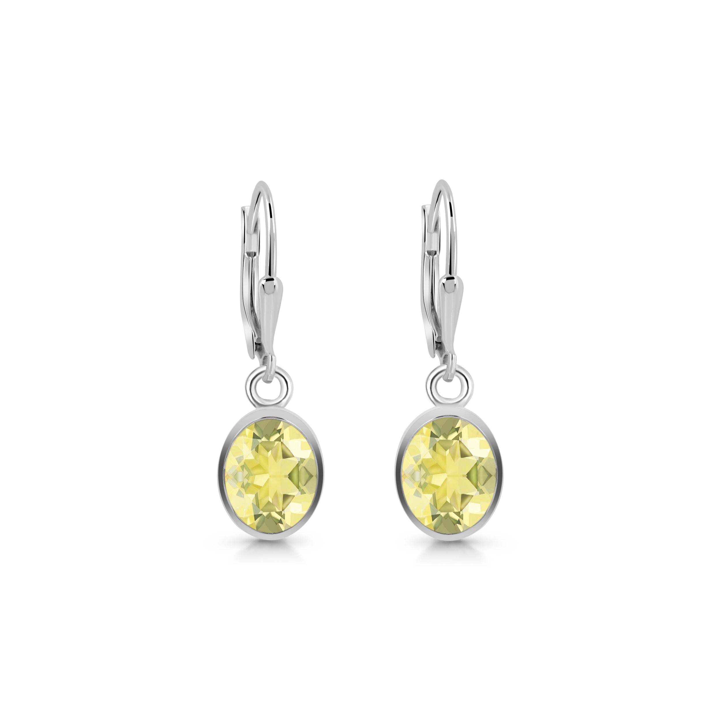 Lemon Quartz Leverback Earring-(LEM-SE-998.)