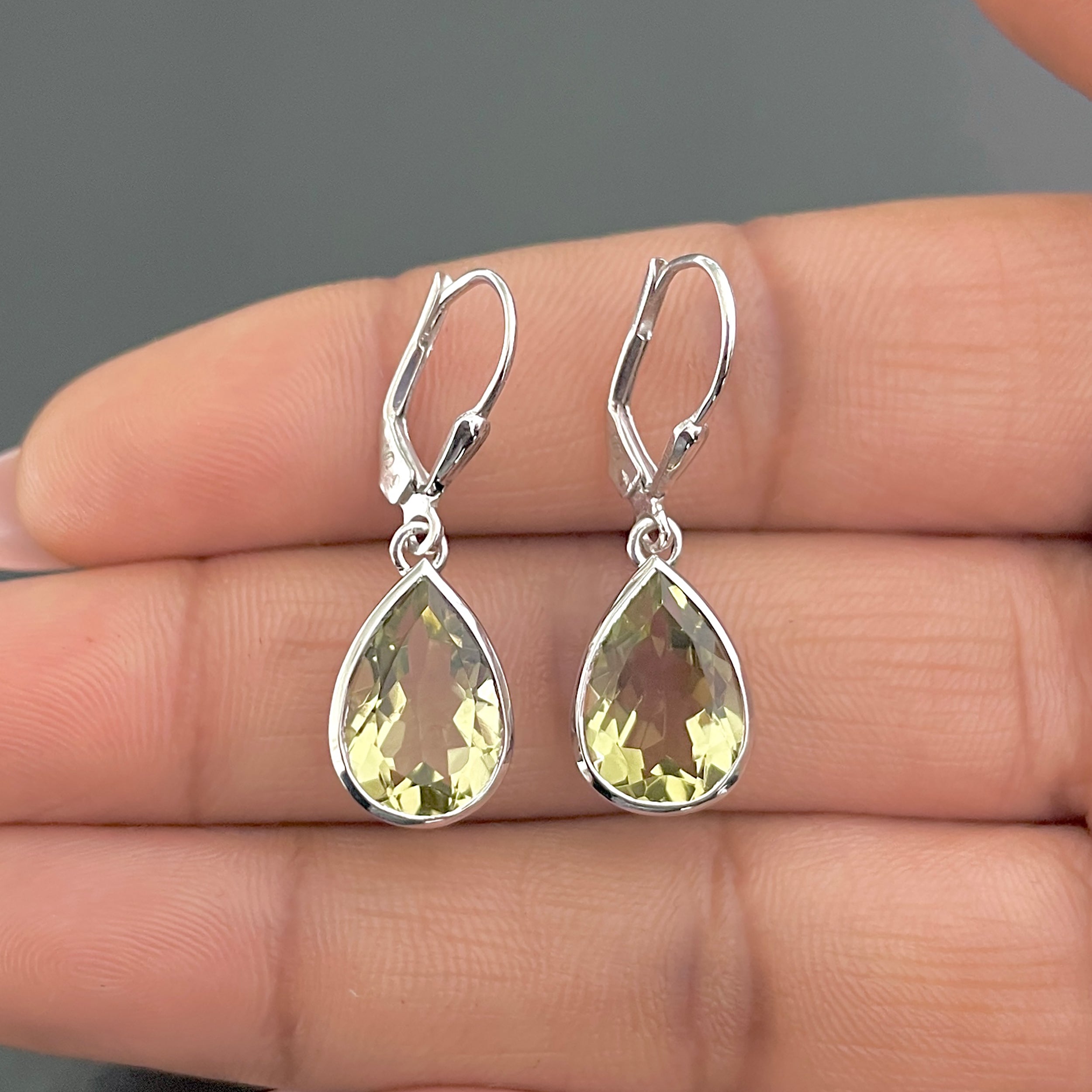 Lemon Quartz Leverback Earring-(LEM-SE-1252.)