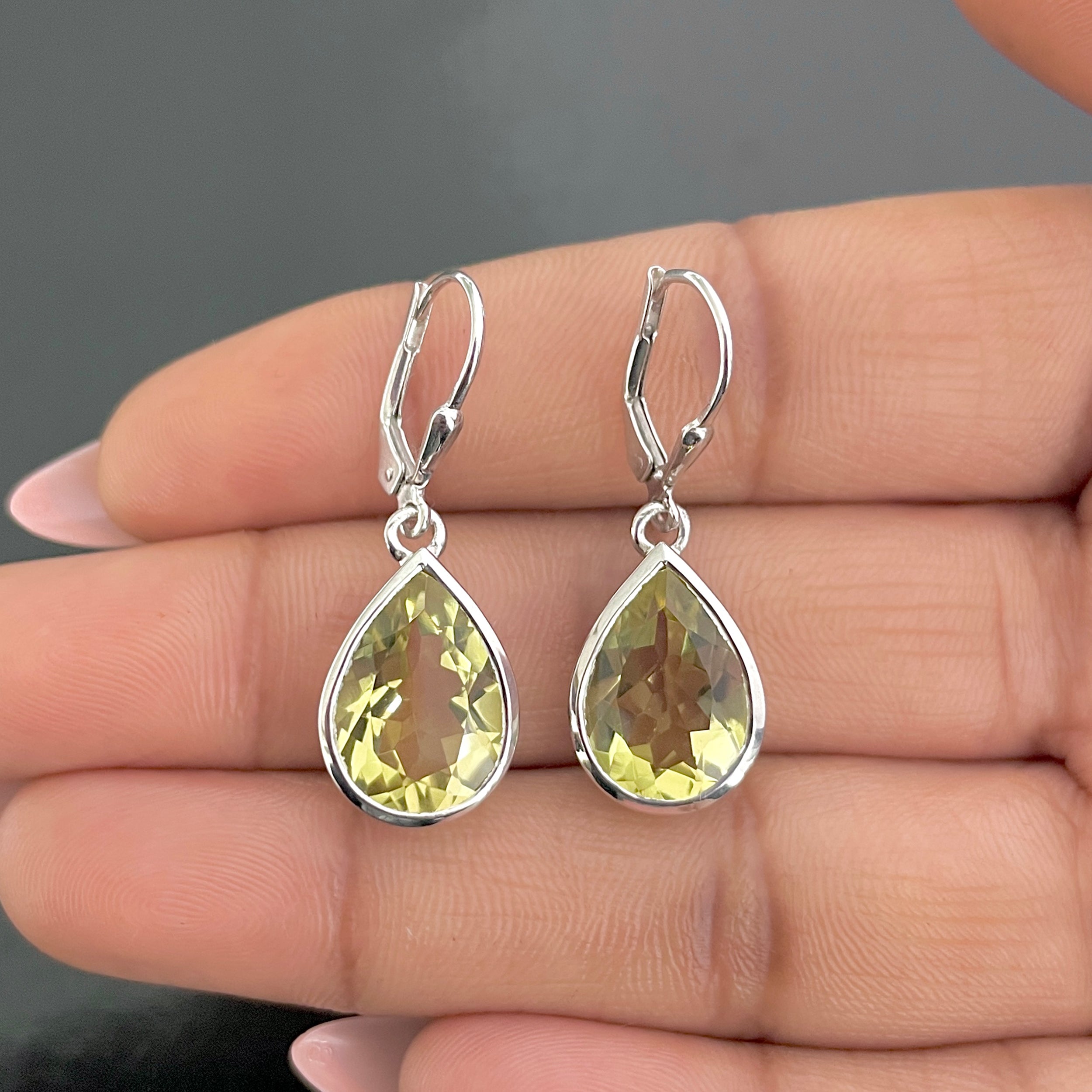 Lemon Quartz Leverback Earring-(LEM-SE-725.)